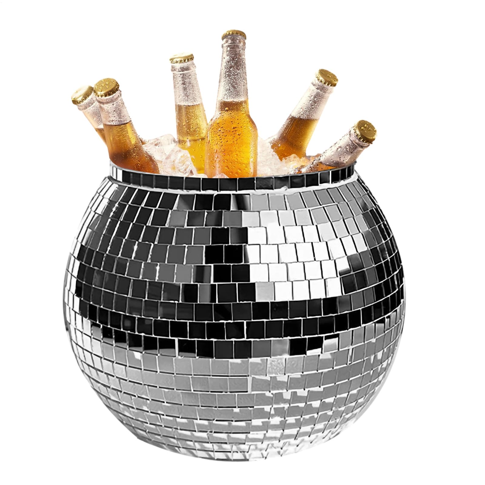 Cubitera de hielo – Cubo de hielo con bola de discoteca | 3L reflectante cóctel Íce Büucket, disco cerveza vino enfriador de vino, copa reflectante champán, botella de bebidas de bola para bar