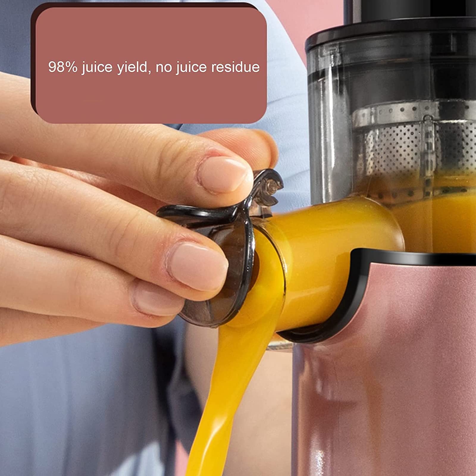 Máquina de prensado en frío compacta de alto rendimiento de jugo, ideal para frutas vegetales, potente motor de 120 W, exprimidor automático pequeño, licuadora portátil con función inversa
