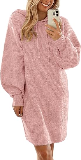 PRETTYGARDEN Womens Fall Sweater Dress Casual Long Sleeve Chunky Knit Pullover Oversized Hoodie Tunic Sweaters Winter Clothes