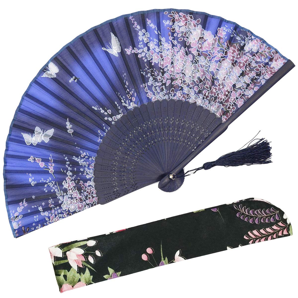 Omytea Women's Wzs-1 "Sakura Chinese/Japanese Hand Held Silk Folding Fans With Bamboo Frame - With A Fabric Sleeve For Protection (Wzs-1)