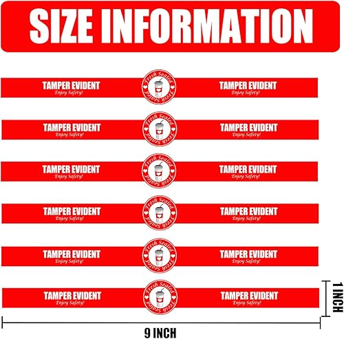 Miniatura 2 de Sellos seguros y seguros a prueba de manipulaciones para tapas de bebidas de Navidad, 1 x 9 pulgadas, selladas para etiquetas de frescura,