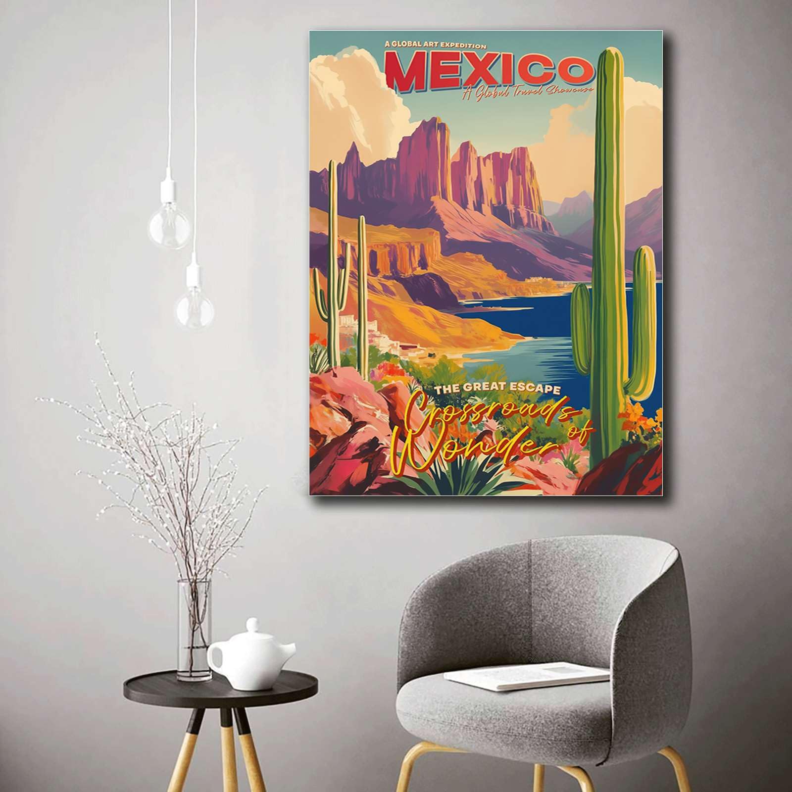 Amazon.com: LUCKLYDOUDOU Poster Wall Art Picture Retro Desert