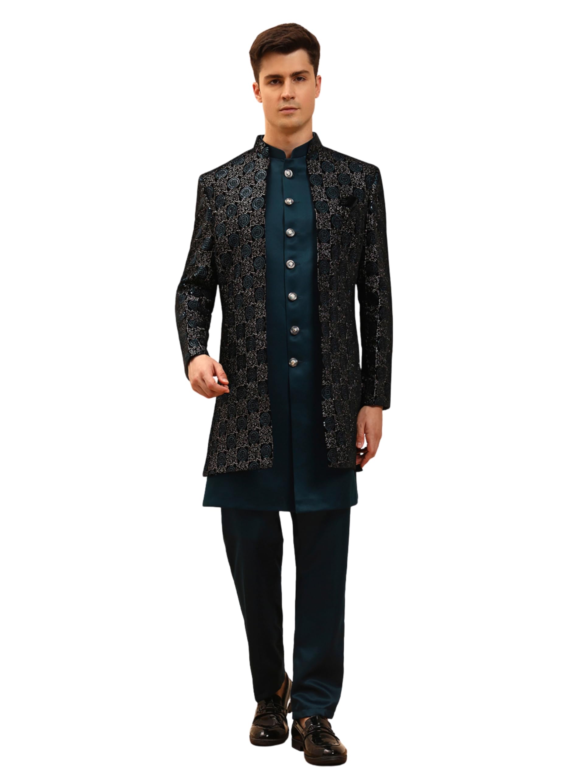 pro-ethic style developer Men's Indowestern Sherwani Trouser set | Silk Fabric with Jacquard Indowestern Set for Men (C-136)-picture-29