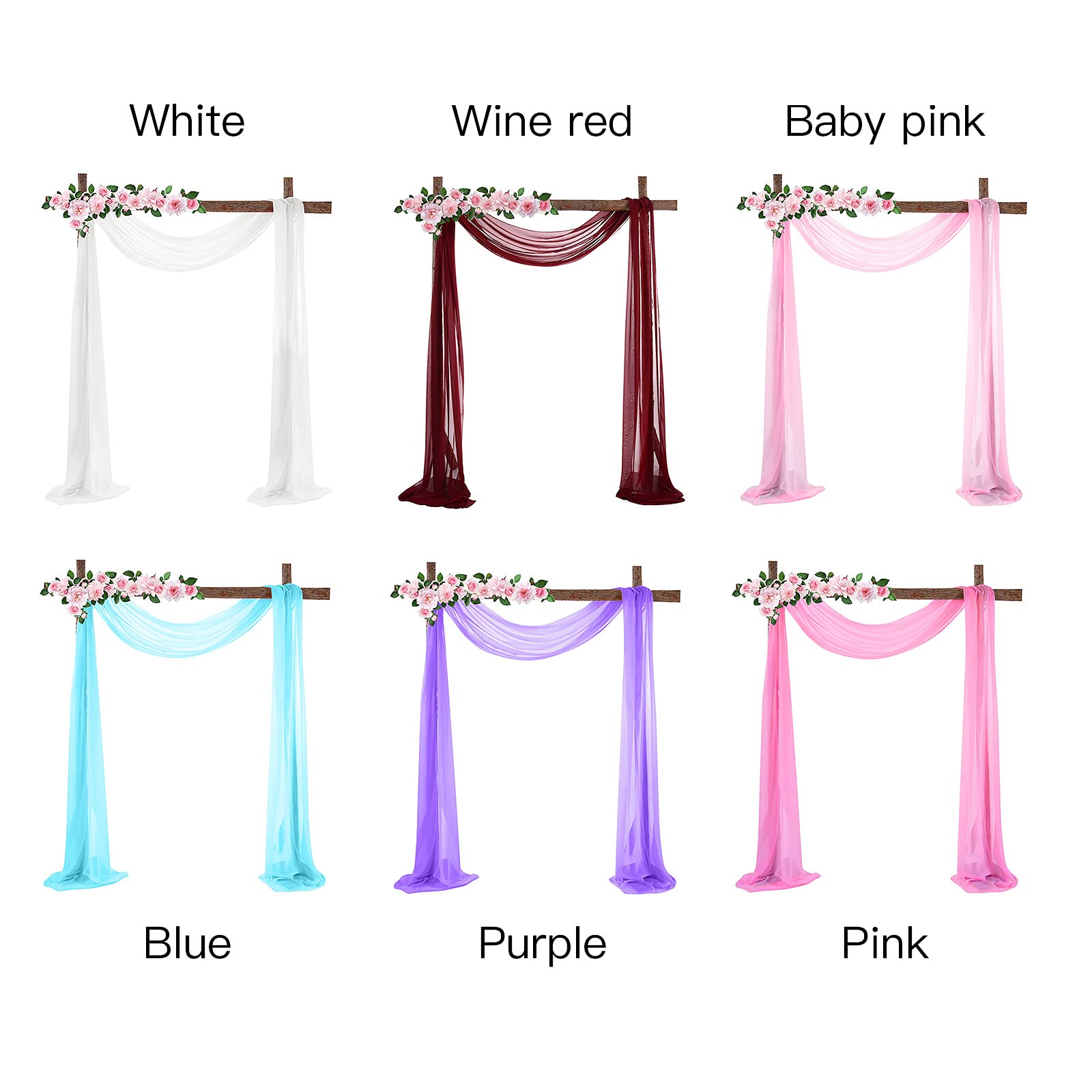 Tende In Chiffon Per Arco Nuziale - 2 Pannelli Viola 73,7 Cm X 5,48 M - Decorazioni Matrimonio E Feste