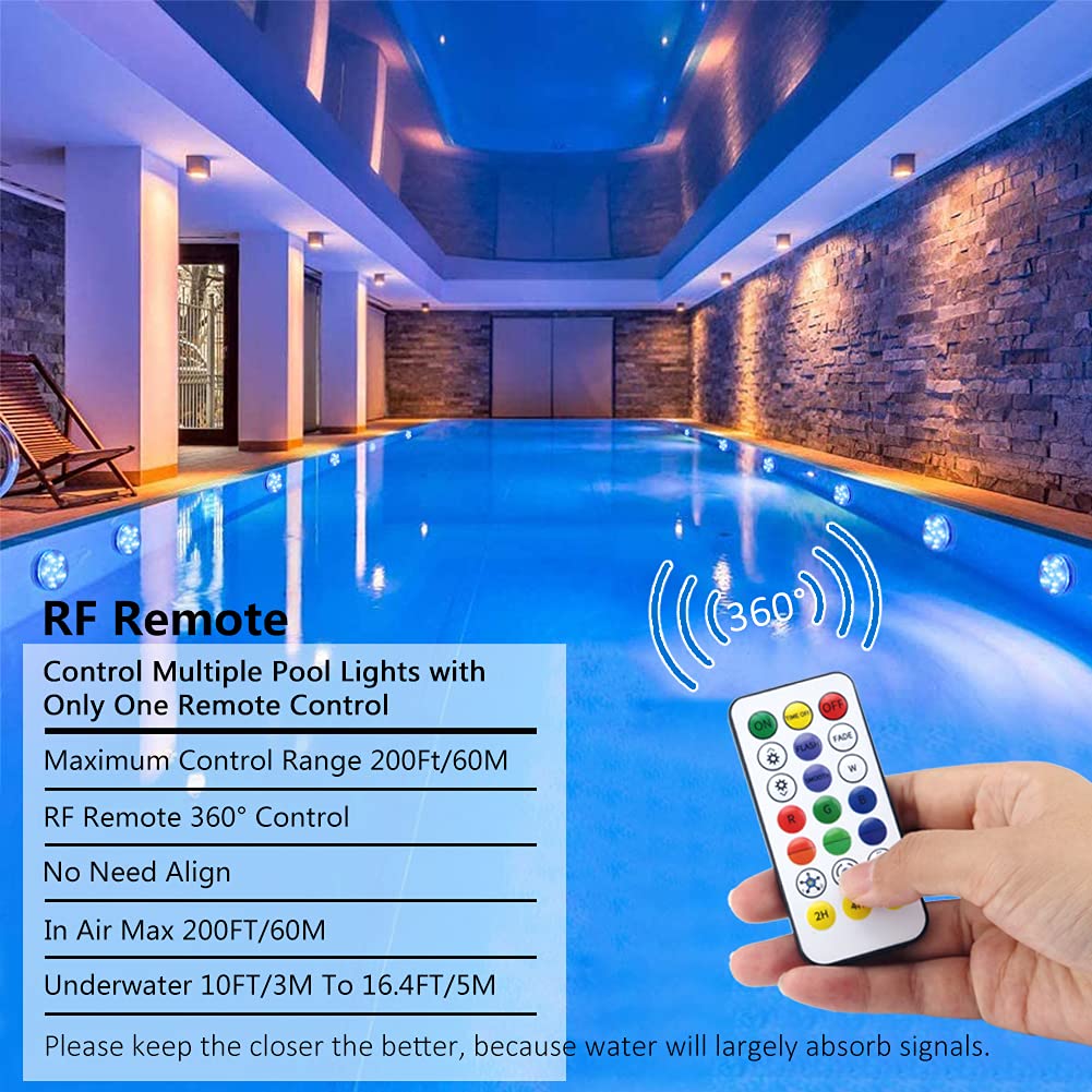 SANSI LED Pool Lights 4-Pack - RGB Color Changing, Remote Control, IP68 ...