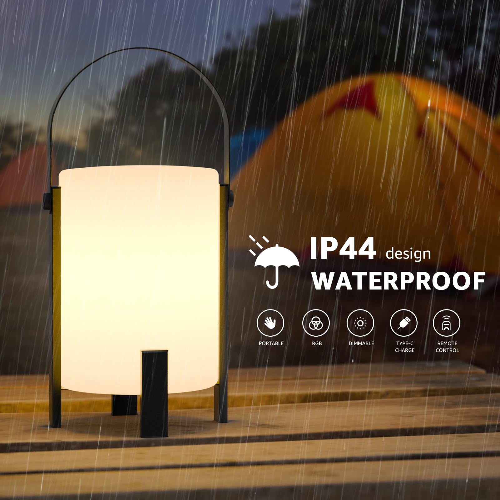 Lampada Da Campeggio LED VISDANFO 2 Pezzi - Ricaricabile 2000 MAh, Touch Dimmerabile 30-70-100%, Portatile, Per Esterni E Interni