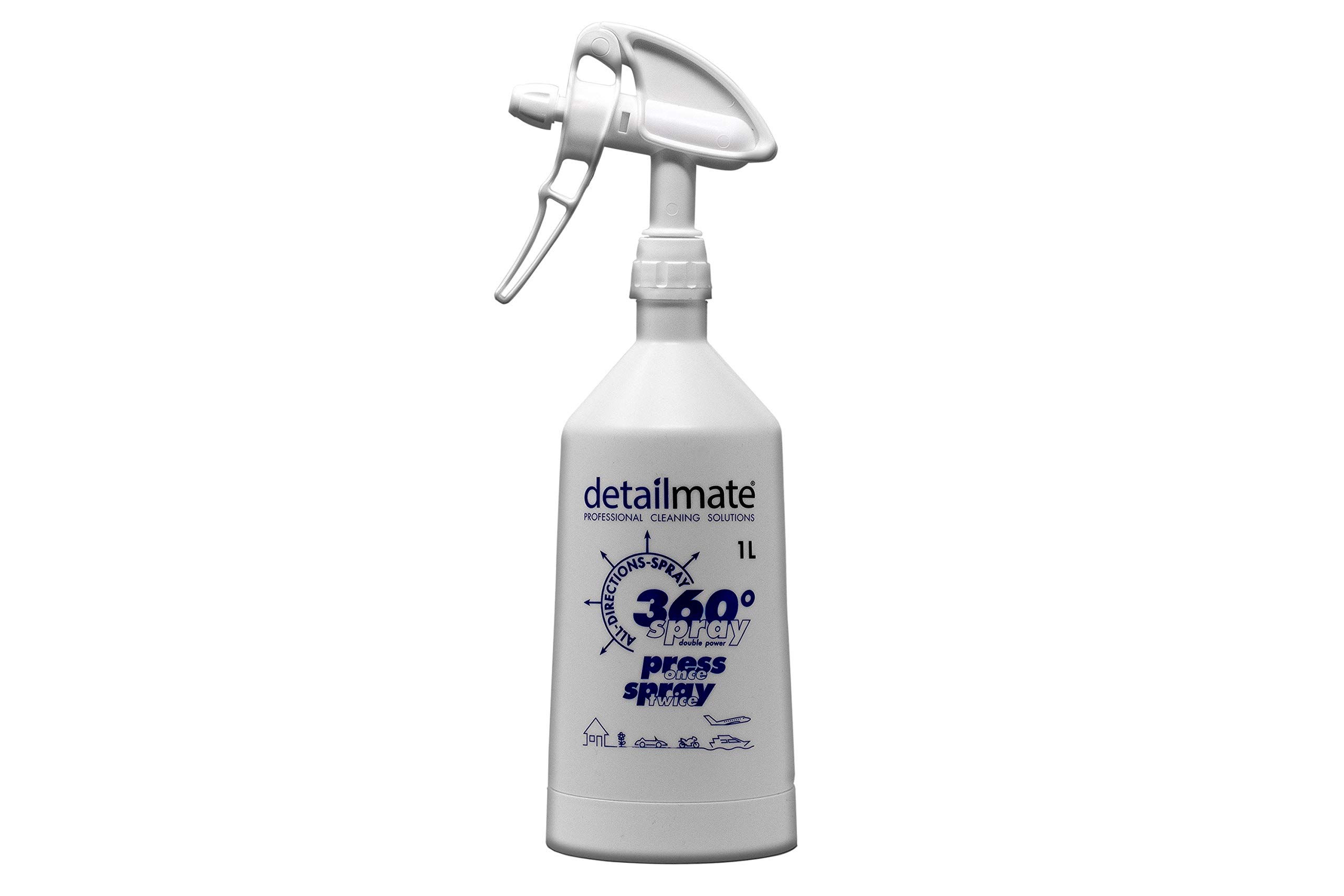 detailmate Made by Kwazar Mercury Super PRO+ 360 Degree Spray Bottle 1 Litre Double Action Trigger White