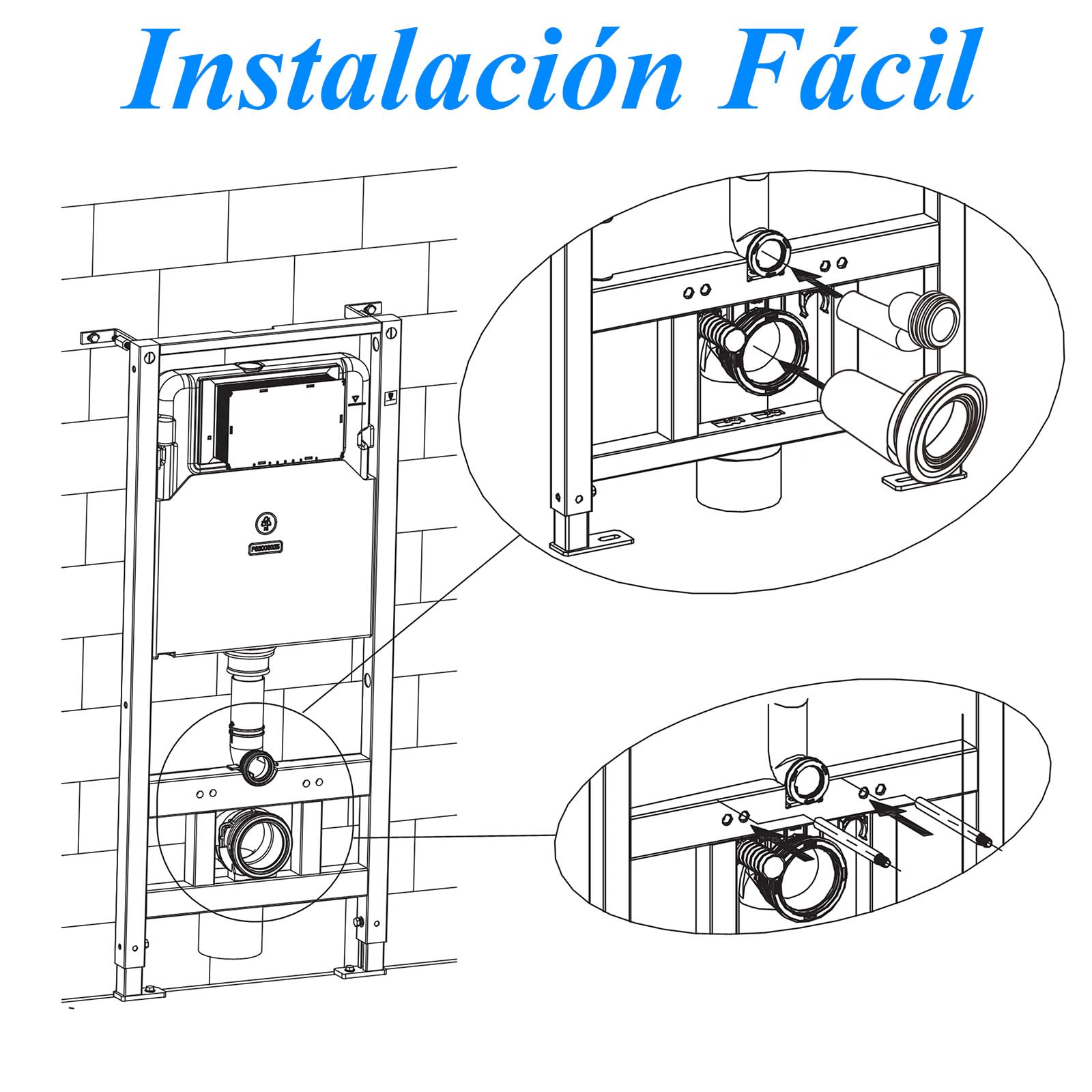 Kit de Conexión para WC Suspendido – Compatible con Geberit 405.116.00.1, Kit de Conexión para WC, con Material de Fijación, Tubo de Conexión para WC.