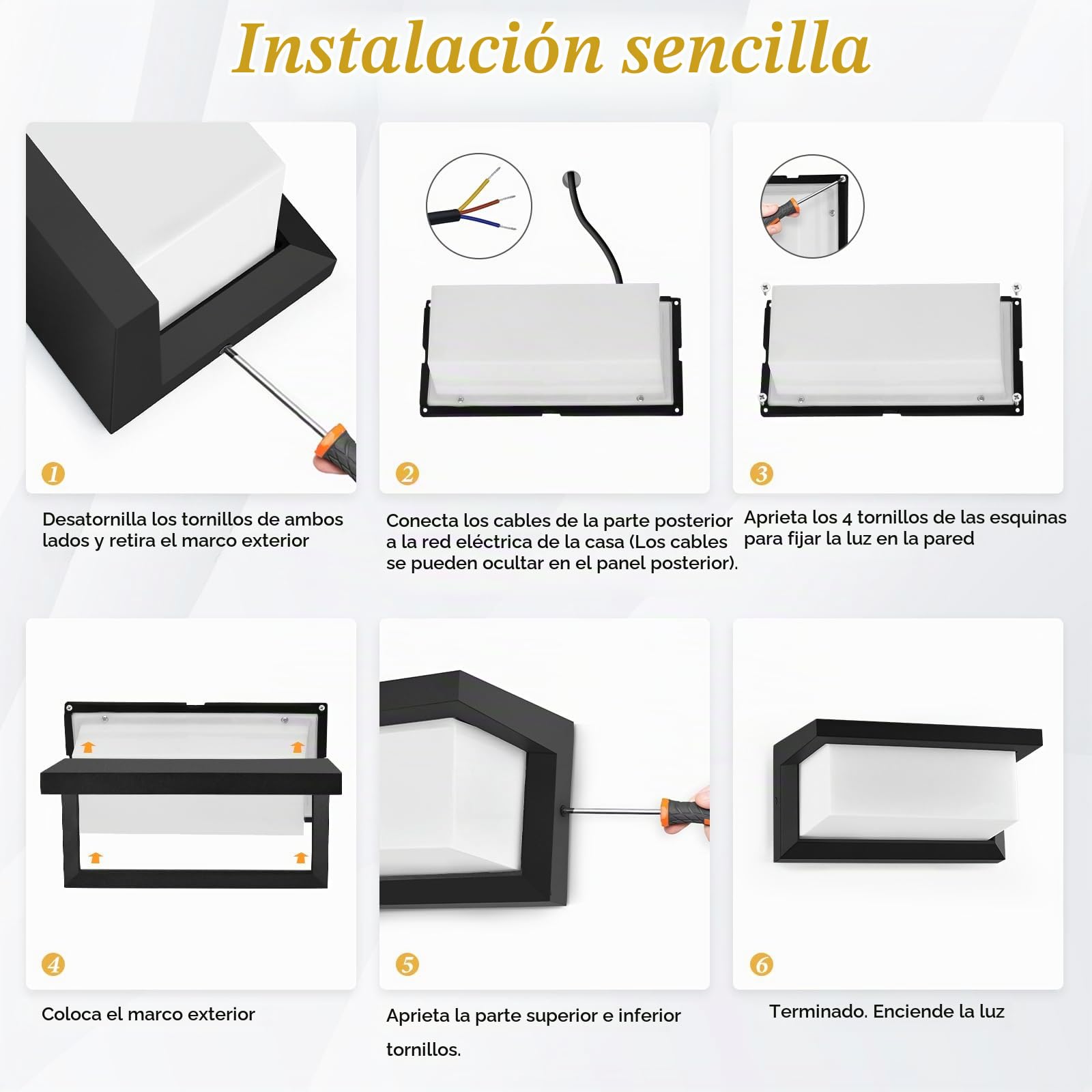 YindaLux 18W LED Lámpara de Exterior con Detector de Movimiento, Aplique con Mando a Distancia, IP65 Lámpara de Pared Interior, 3000-6500K, Lámpara de Exterior Regulable para Jardín, Negro