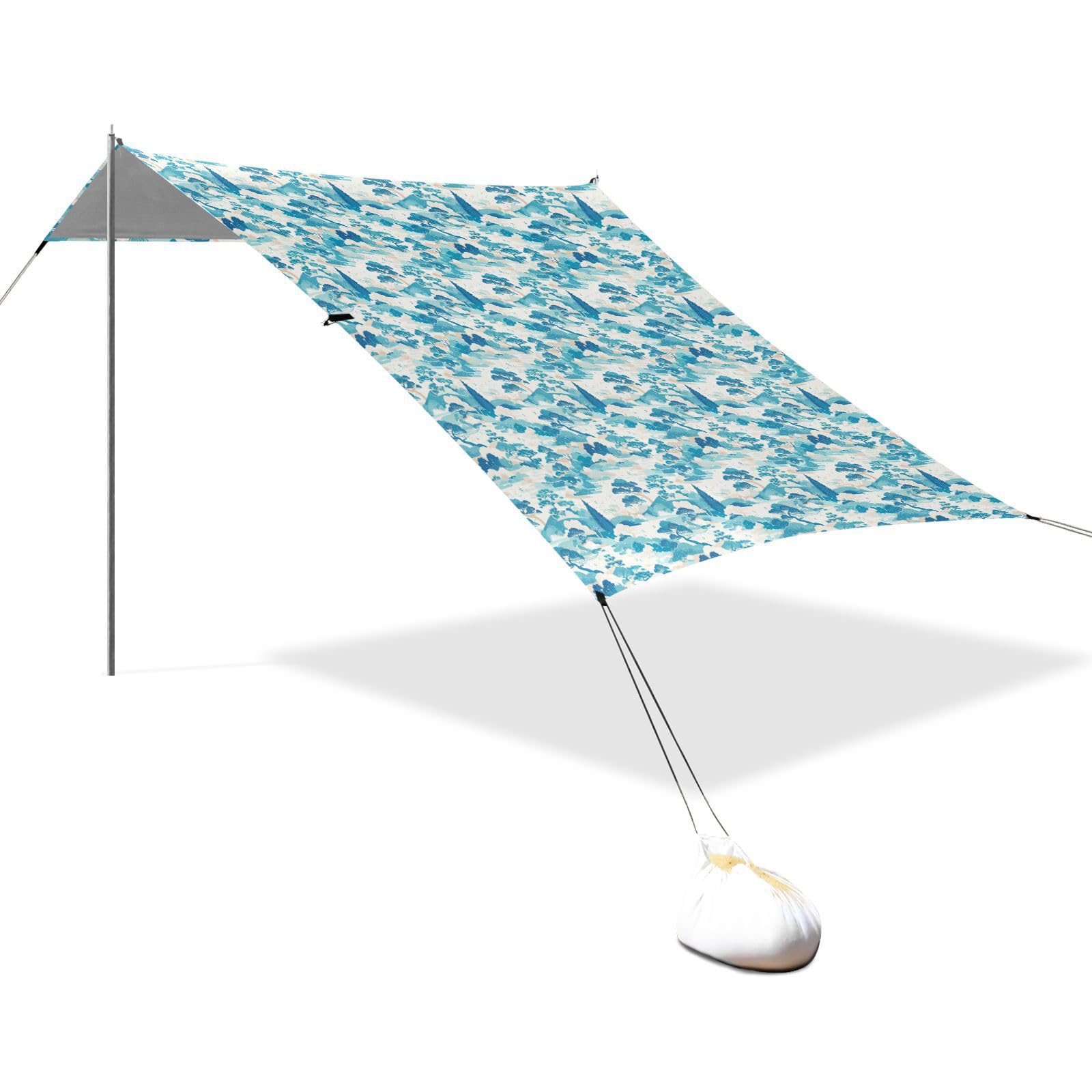 Turquoisrees Baldacchino pieghevole da spiaggia, protezione UPF50+, leggero, portatile, con tasche per sabbia, per viaggi in famiglia