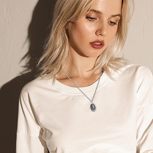 Vista 75 de Collar con colgante de plata de ley 925 con medalla de San Patrón, joyería religiosa para hombres y mujeres, con cadena de acero inoxidable 316L
