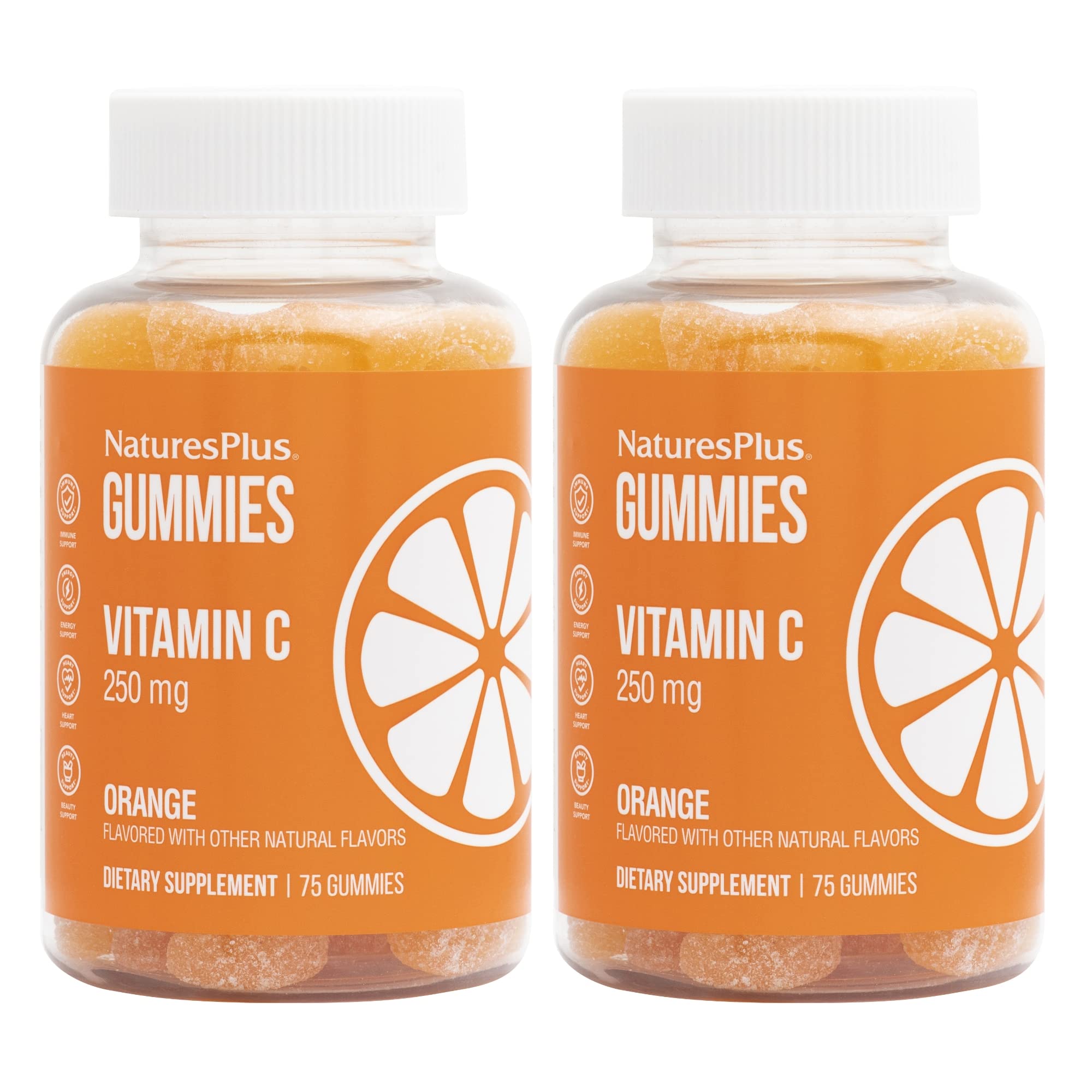 Natures PlusGummies Vitamin C, Orange - 75 Gummies, Pack of 2 - Promotes Optimal Immune Health - Nutritious & Delicious - Vegan, Gluten Free, Non-GMO - 75 Total Servings