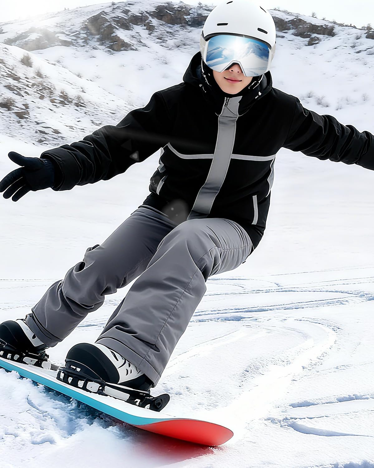 VCOROS Magnetyczne gogle narciarskie z szybką wymianą soczewki, konstrukcja OTG, przeciwmgielne, ochrona UV400, gogle snowboardowe