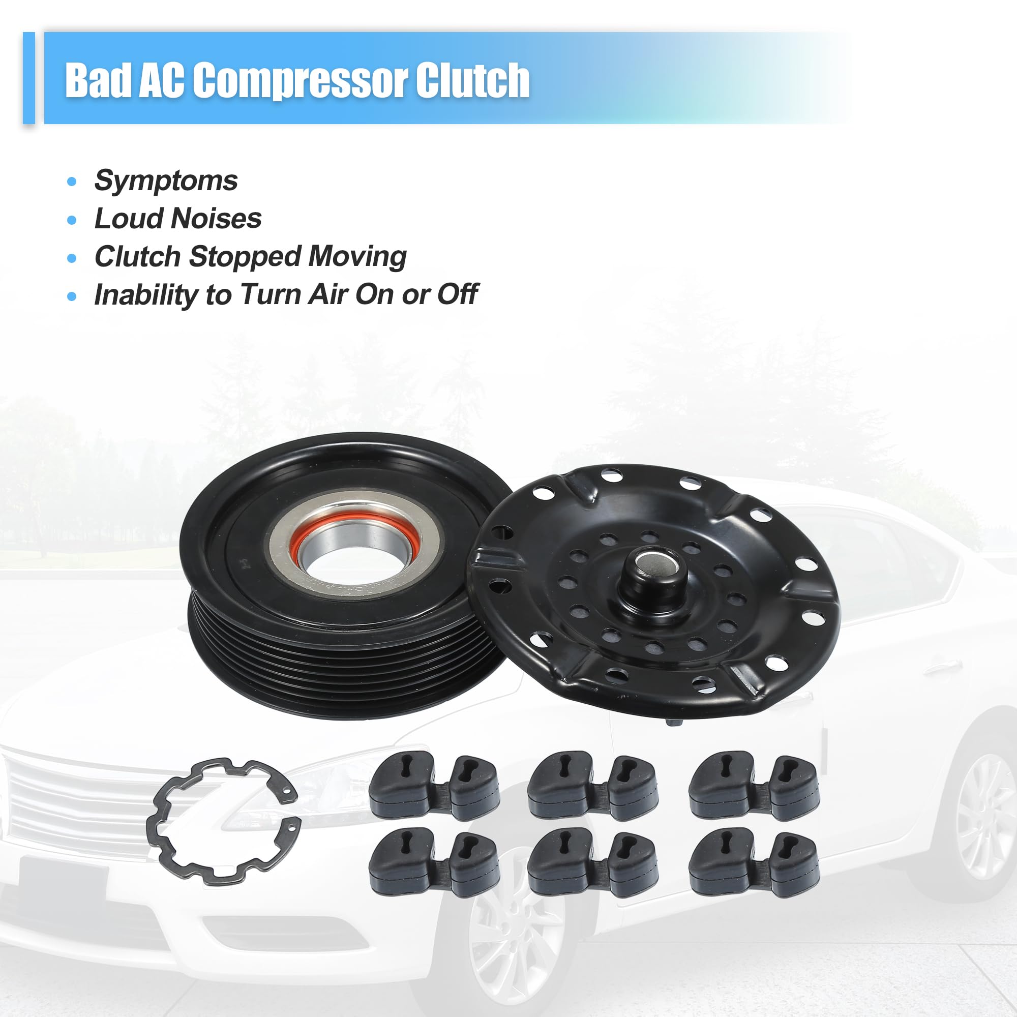 QUARKZMAN Ac Embrague Compresor Para Toyota Corolla 2009-2010 1Pc | Para Toyota Matrix 2009-2011 1.8L, Plateado Y Negro, Metal, 3.3X11.5Cm, 35Mm Di, 7 Ranuras