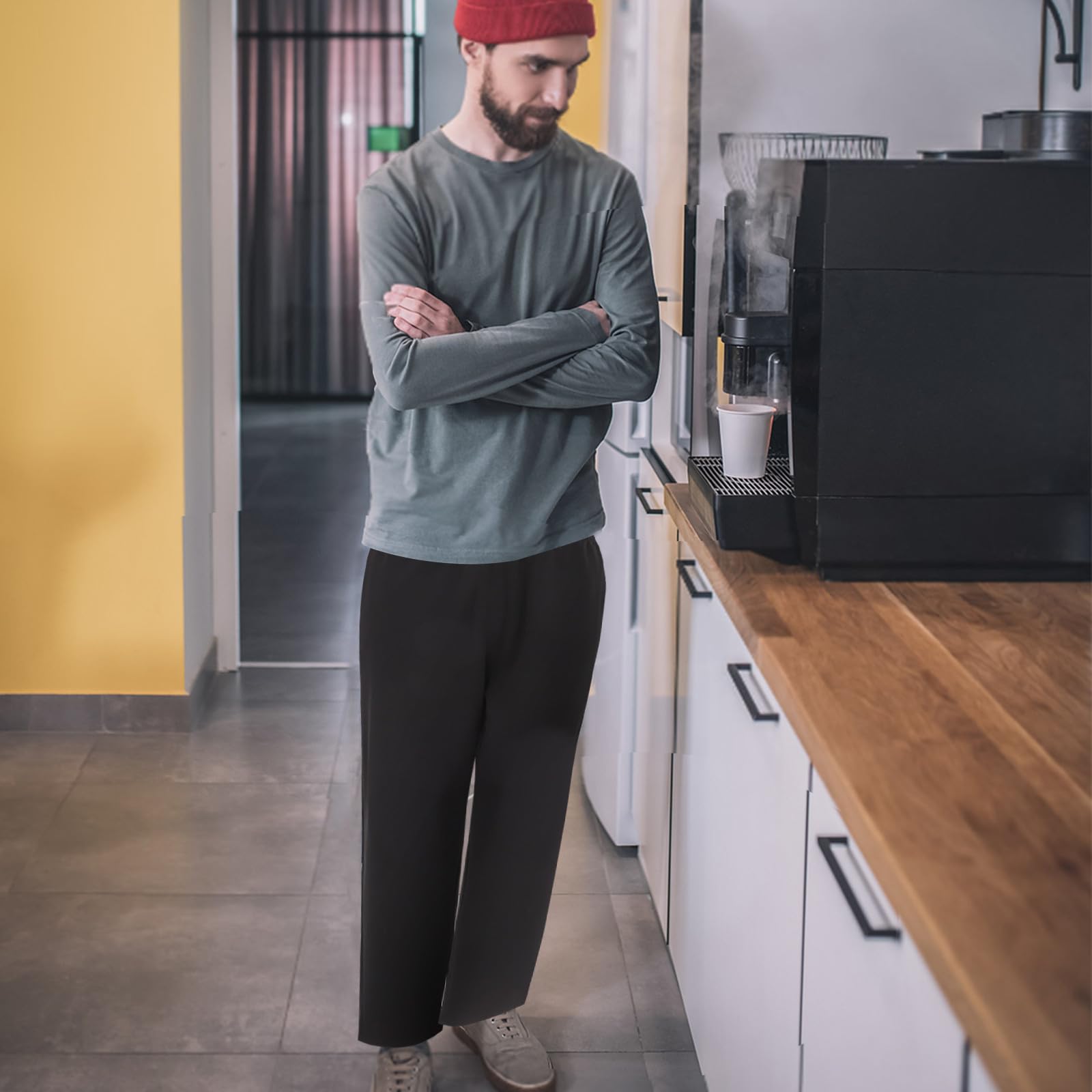 Schwarze Herren Cargohose aus Baumwolle mit Praktischem Stauraum und Öl Sowie Fleckenresistent für Küchen und Restaurantarbeit Komfortabel und Elegant