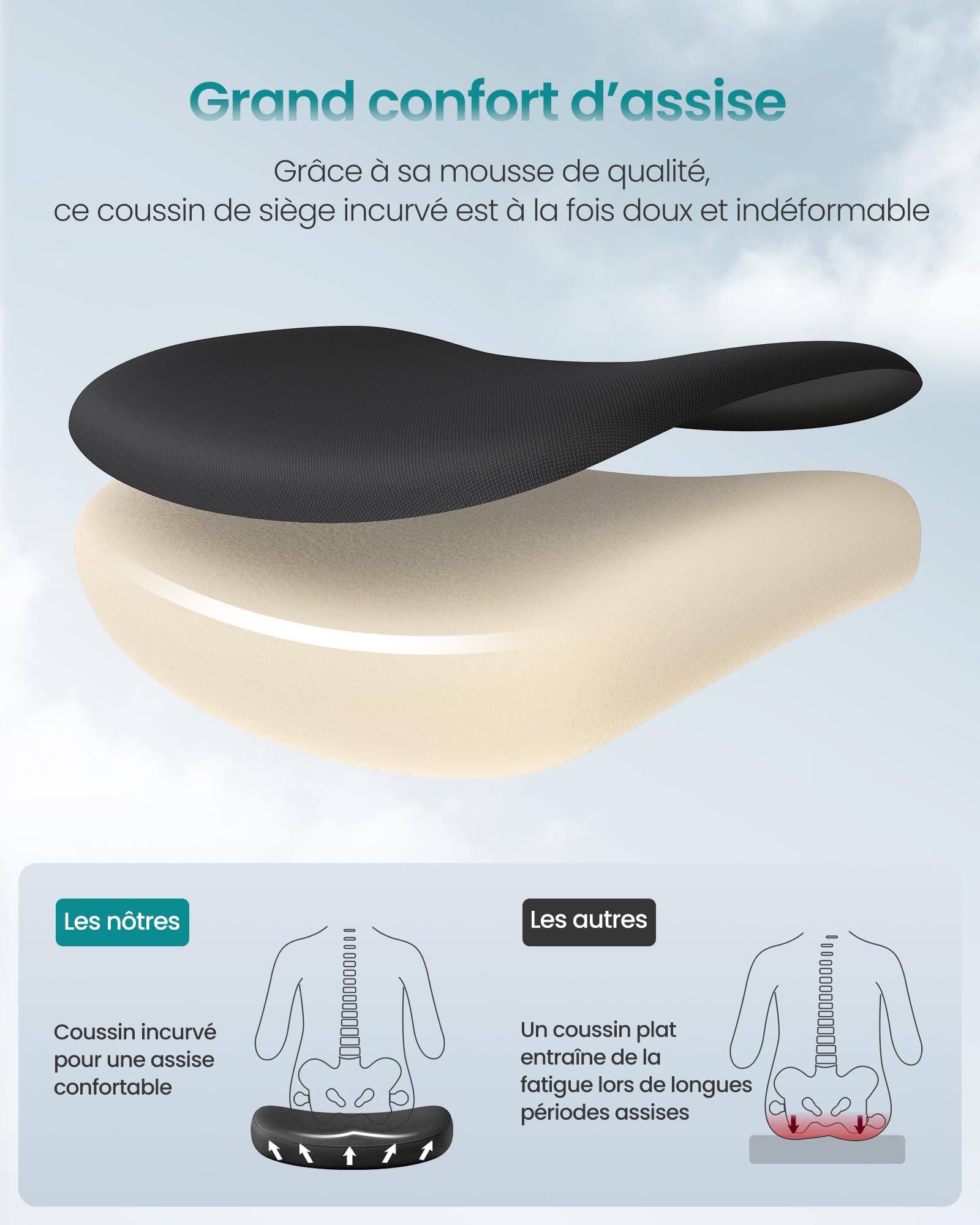 SONGMICS Chaise de Bureau, Fauteuil, Dossier Ergonomique, Réglable en Hauteur, Accoudoirs Rabattables, Pivotantant avec Appui-tête, Capacité de 150 kg, Noir d'encre OBN088B01