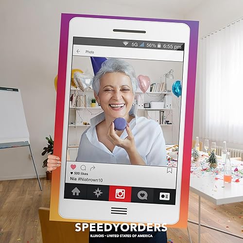 Miniatura 6 de Personalizar el teléfono celular Social Media Frame Photo Stand Prop - tamaños 36x24, 48x36; Fiesta personalizada Social Banner Decoración para el