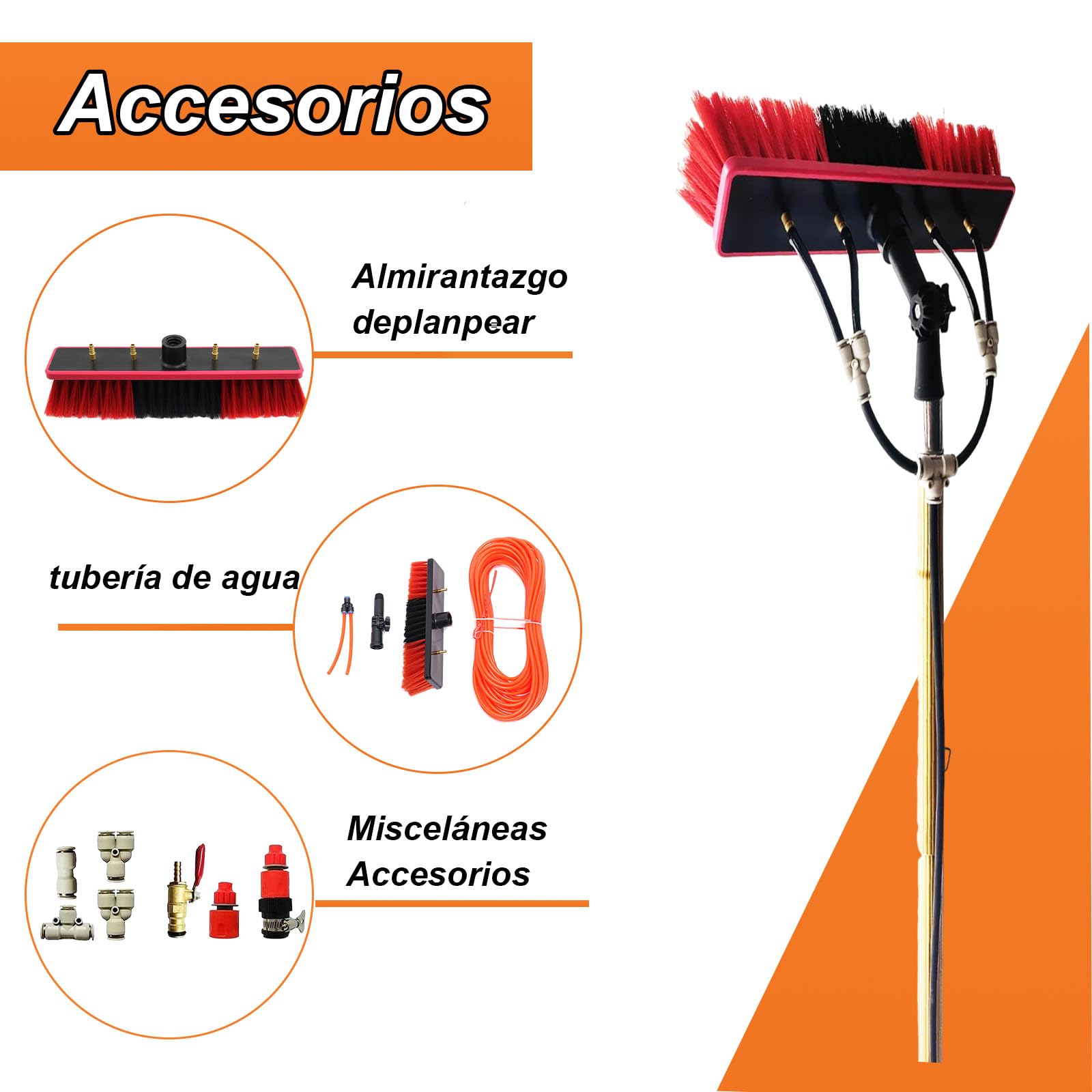 Palo telescopico Limpieza, 10m Limpieza de Cristales Pole/Agua alimentada telescópico Cepillo/Cleaner Extensible Conservatorio Roof Apto para fotovoltaica Panel CleaningTrucks de Windows