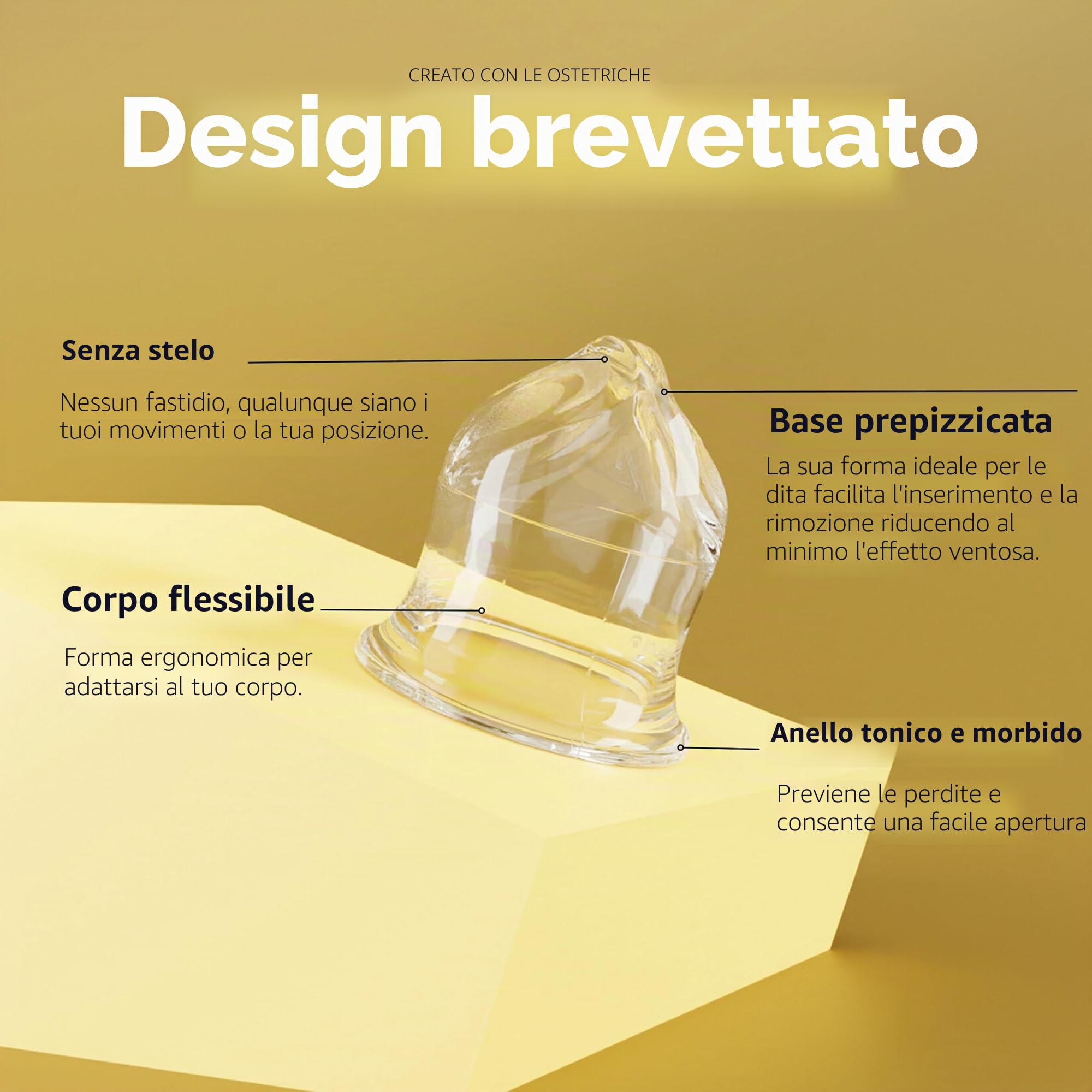 La Cup Luneale - coppetta mestruale - design ergonomico esclusivo creato con ostetriche - fabbricazione francese - 100% silicone medico al platino (L - Flusso abbondante/molto abondante)