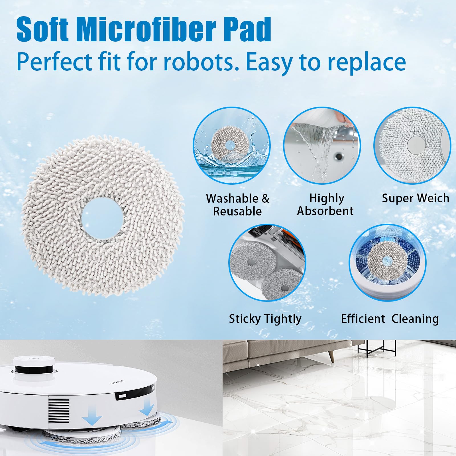 Kit di accessori Compatibile con Dreame L10s Pro Ultra Heat / L10s Ultra Gen 2 / X30 Ultra Aspirapolvere Robot, Ricambi 2 Spazzola Principale 6 Spazzole Laterali 4 Filtro 6 Mop 6 Sacchetti Polvere