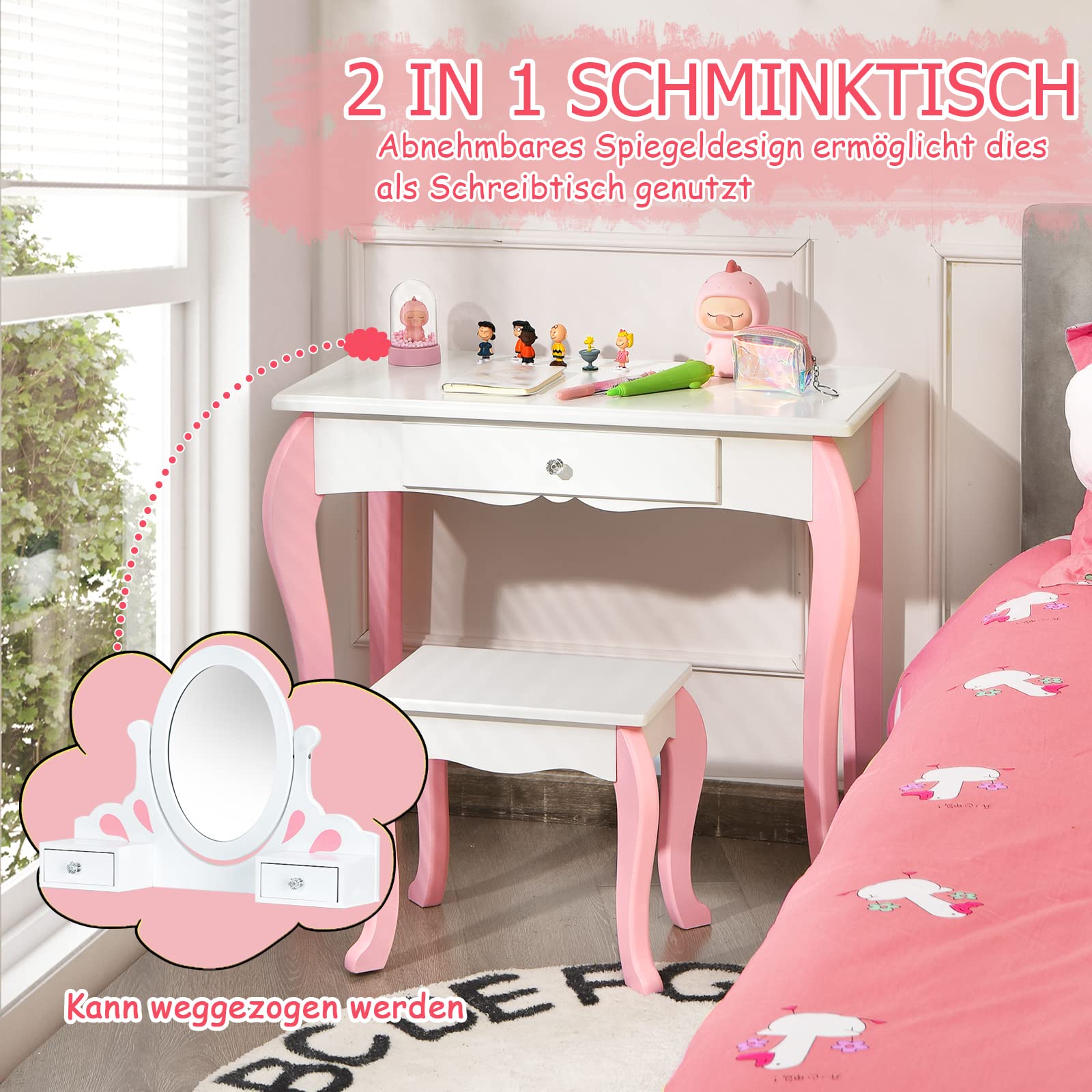 Make-up tafel met kruk Rosy online kopen
