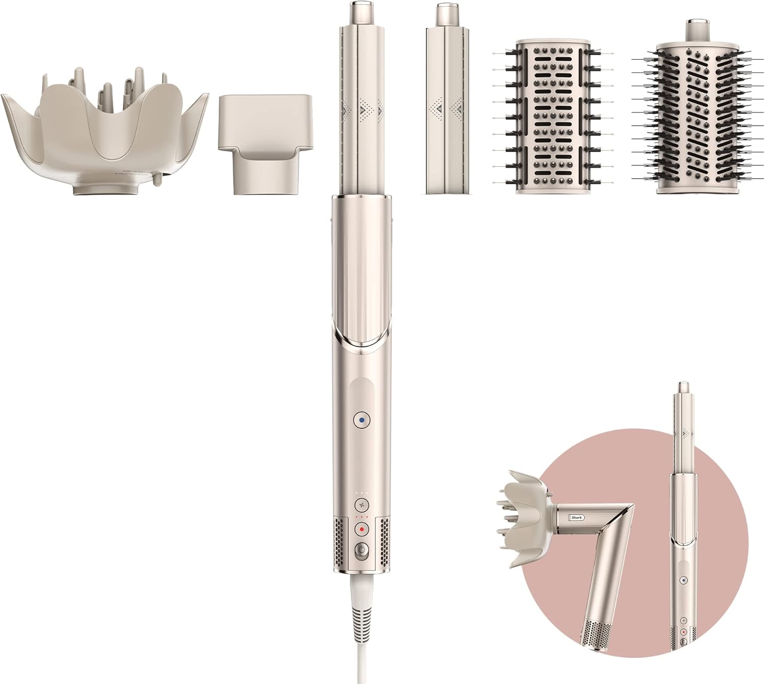 SHARK HD440SLEU & haardroger Shark FlexStyle 5-in-1 5-delig champagne Steen