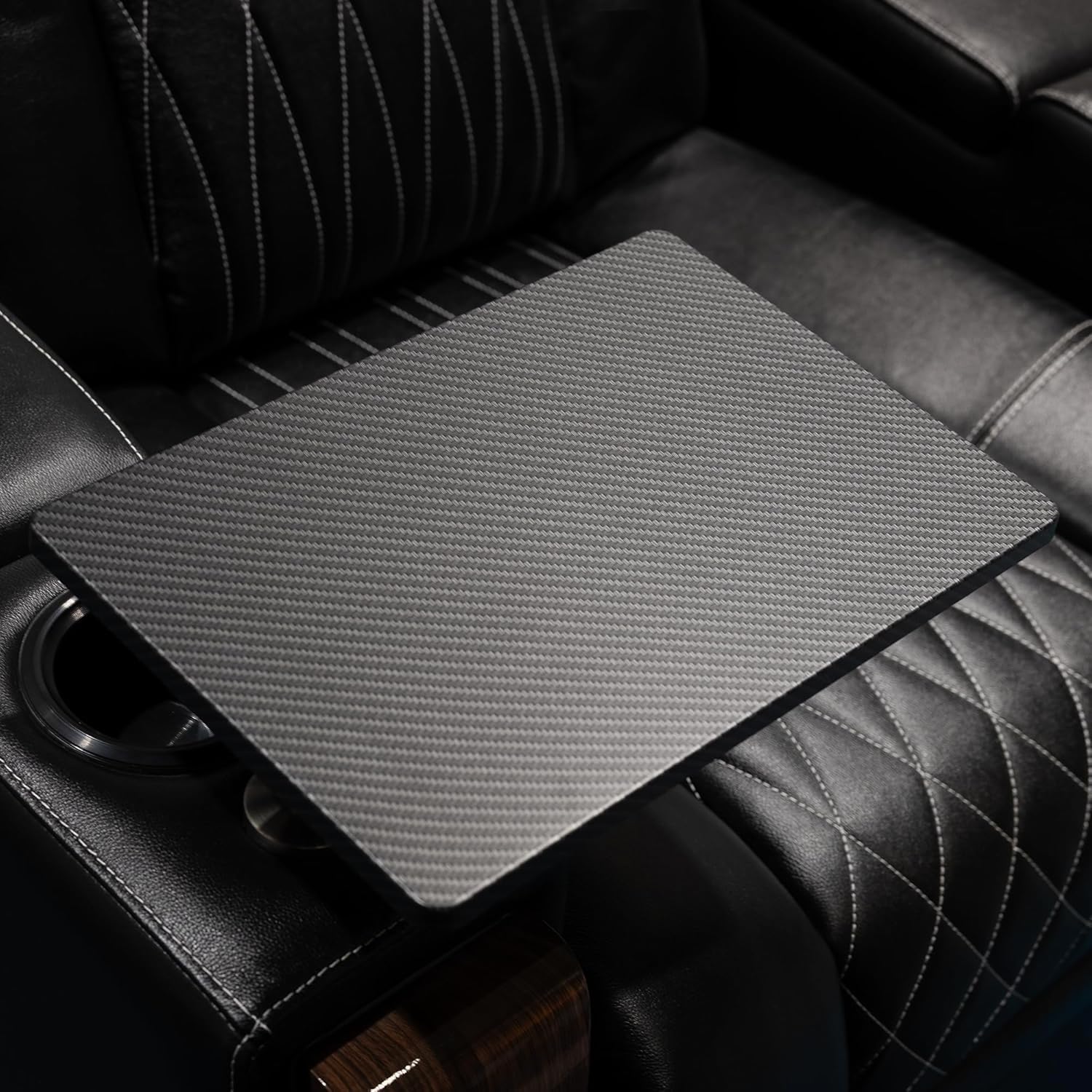 Tray Table Rotating Armrest for Valencia Theater Seating, Compact Side Tray for Snacks, Drinks and Electronics, Easy-Attach Design