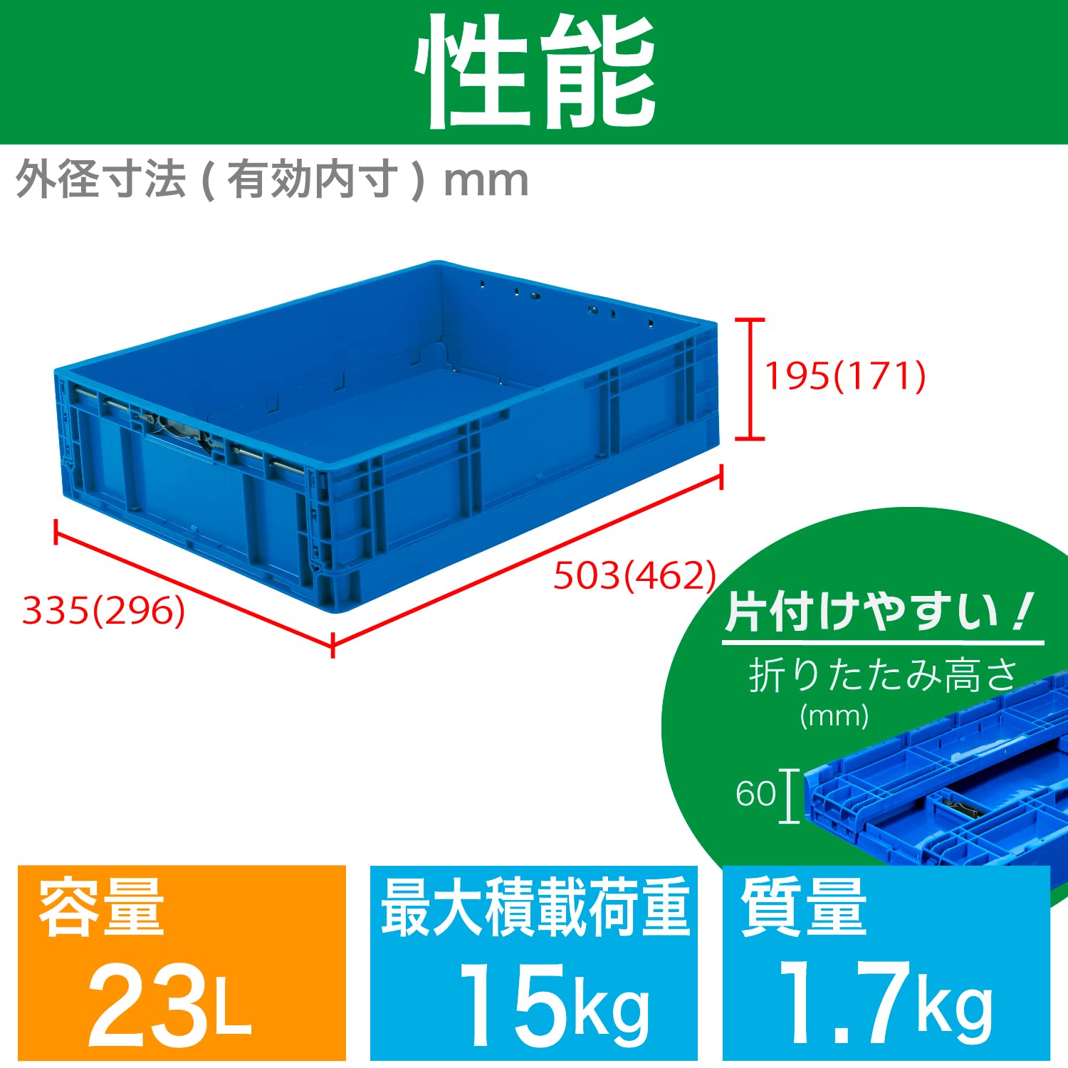 Amazon | TRUSCO(トラスコ) TPO型 折りたたみコンテナ TP規格 24L