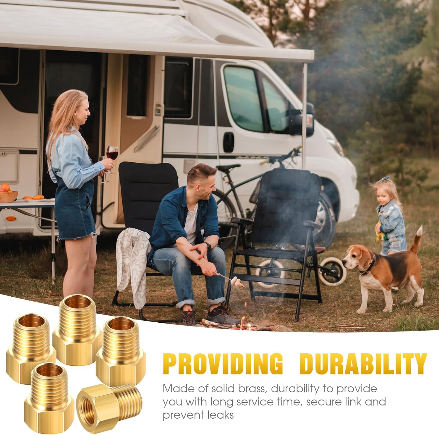Frienda 1/4 Inch Male NPT x 1/4 Inch Female Inverted Flare Propane Fitting NPT Reducer Brass Female Pipe Adapter Brass Bushing Reducer Threaded Pipe Connector for Fuel Convert(2 Pcs)