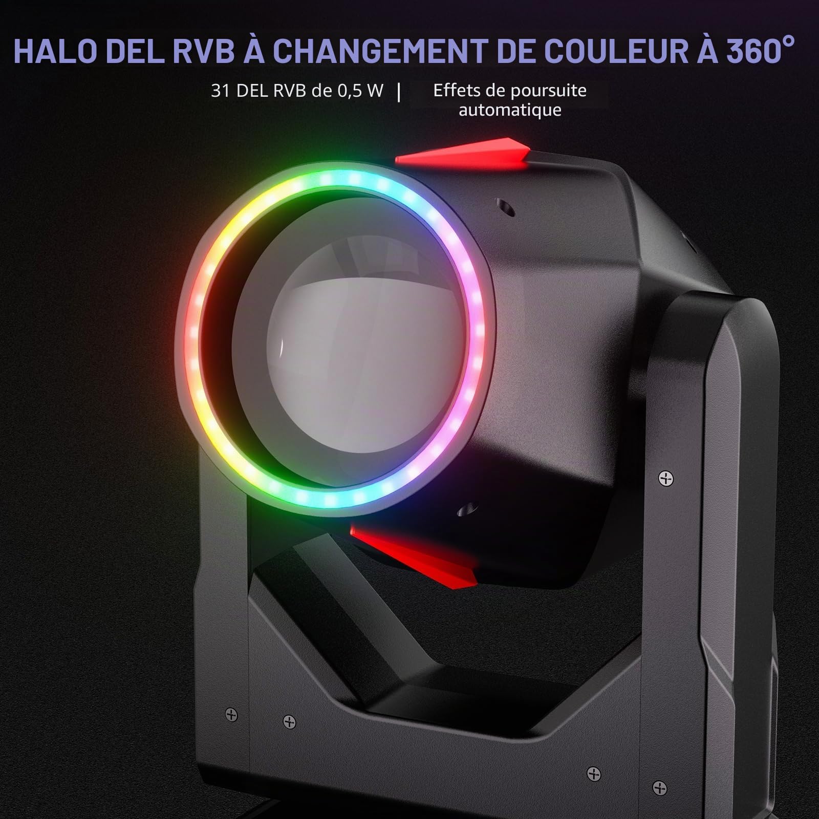 2PCS 380W Lyre LED avec flight case DJ Lumière RGBW Jeux de Lumière DMX 14 Gobos 15 Couleurs Luminaires à tête rotative pour scène Fête Club Bar Disco Éclairage Soirées