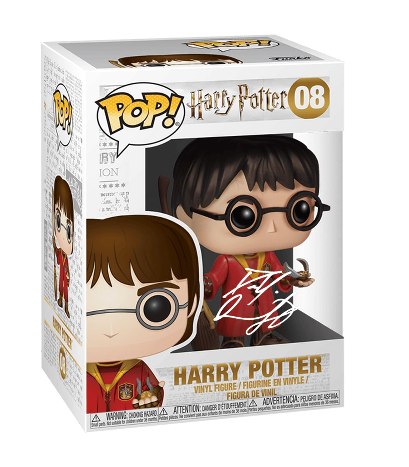 Daniel Radcliffe Harry Potter #08 Quidditch Facsimile Signed Reprint Laser Autographed Funko POP! Movies Figurine with Protector Case