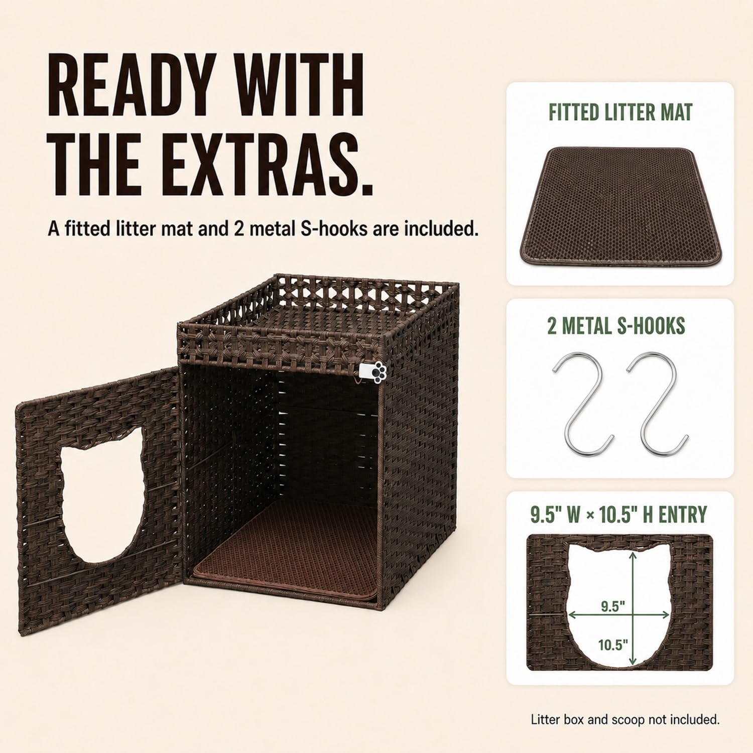 Stylish Rattan Cat Litter Box - Brown -5