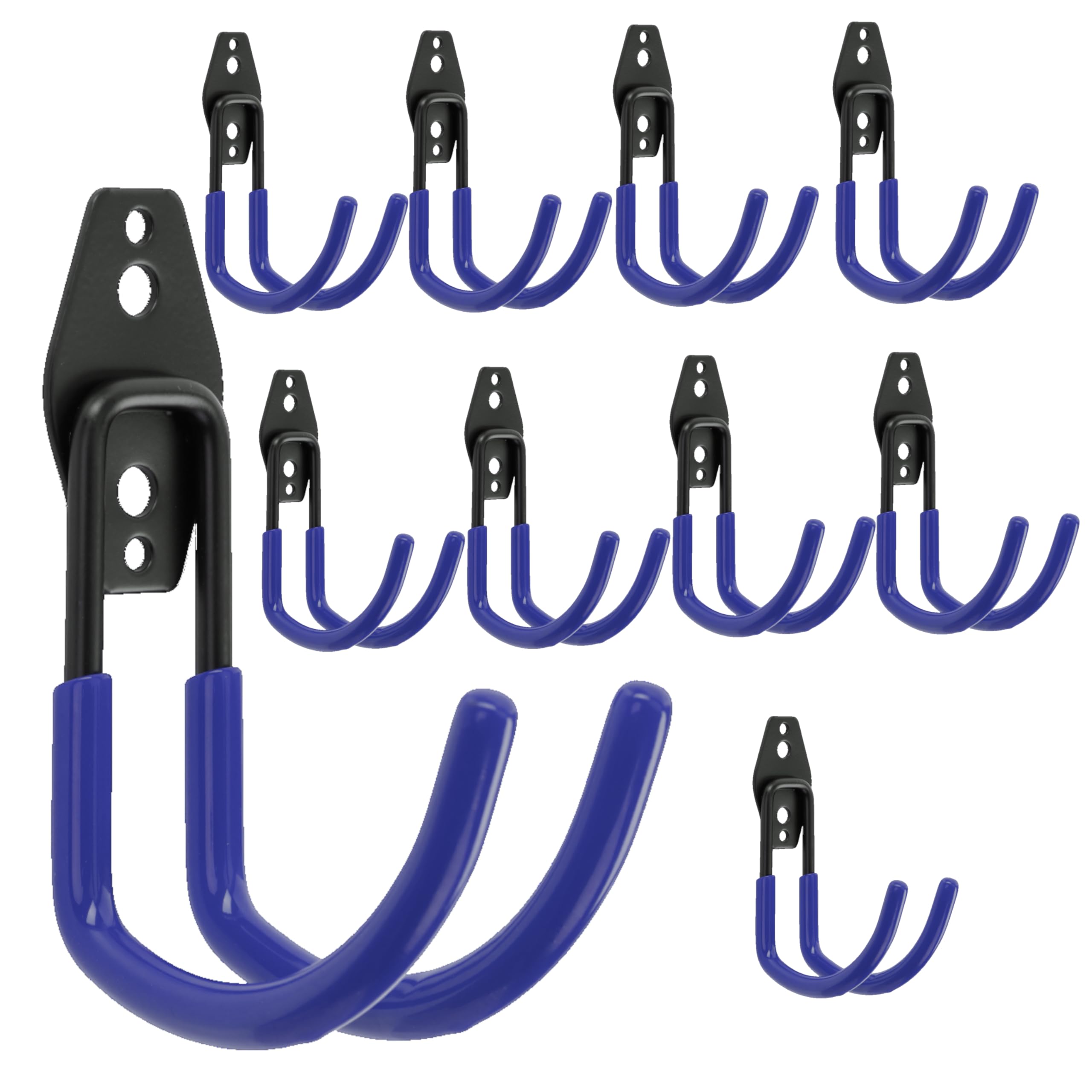 botle Set di 10 ganci da parete, ganci per attrezzi, a forma di U 11 cm, rivestimento in PVC, per garage, capannoni, officina, gancio per sega a mano e sega da giardino, doppio gancio, portata fino a