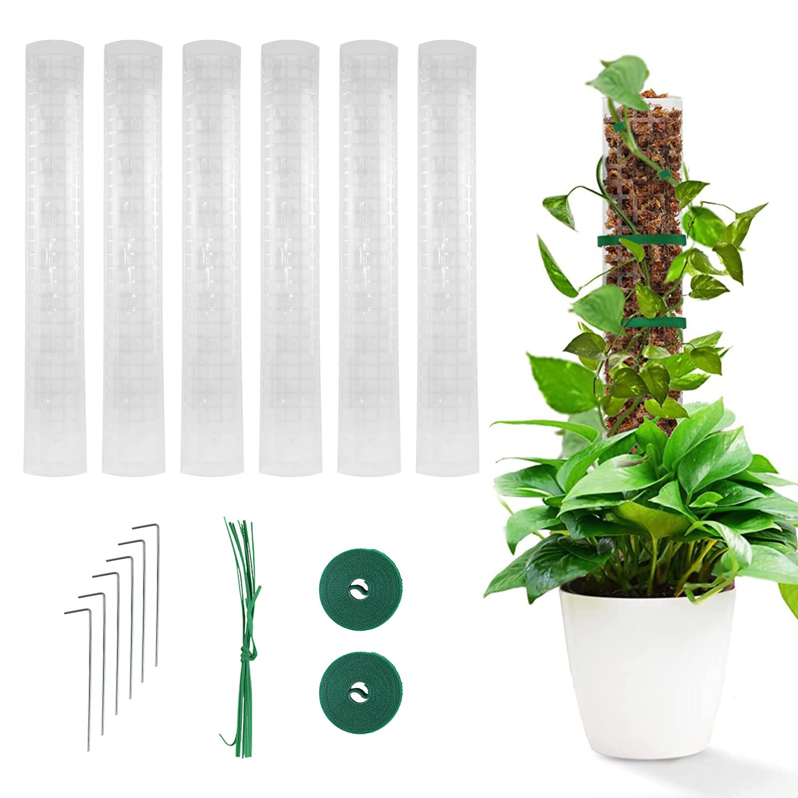 Tuteur Monstera, Tuteur Plante, 6 pcs Aide à l'escalade Monstera, Moss Pole en Plastique, Poteaux de Mousse en Plastique pour Maison Jardin de Support de Plante