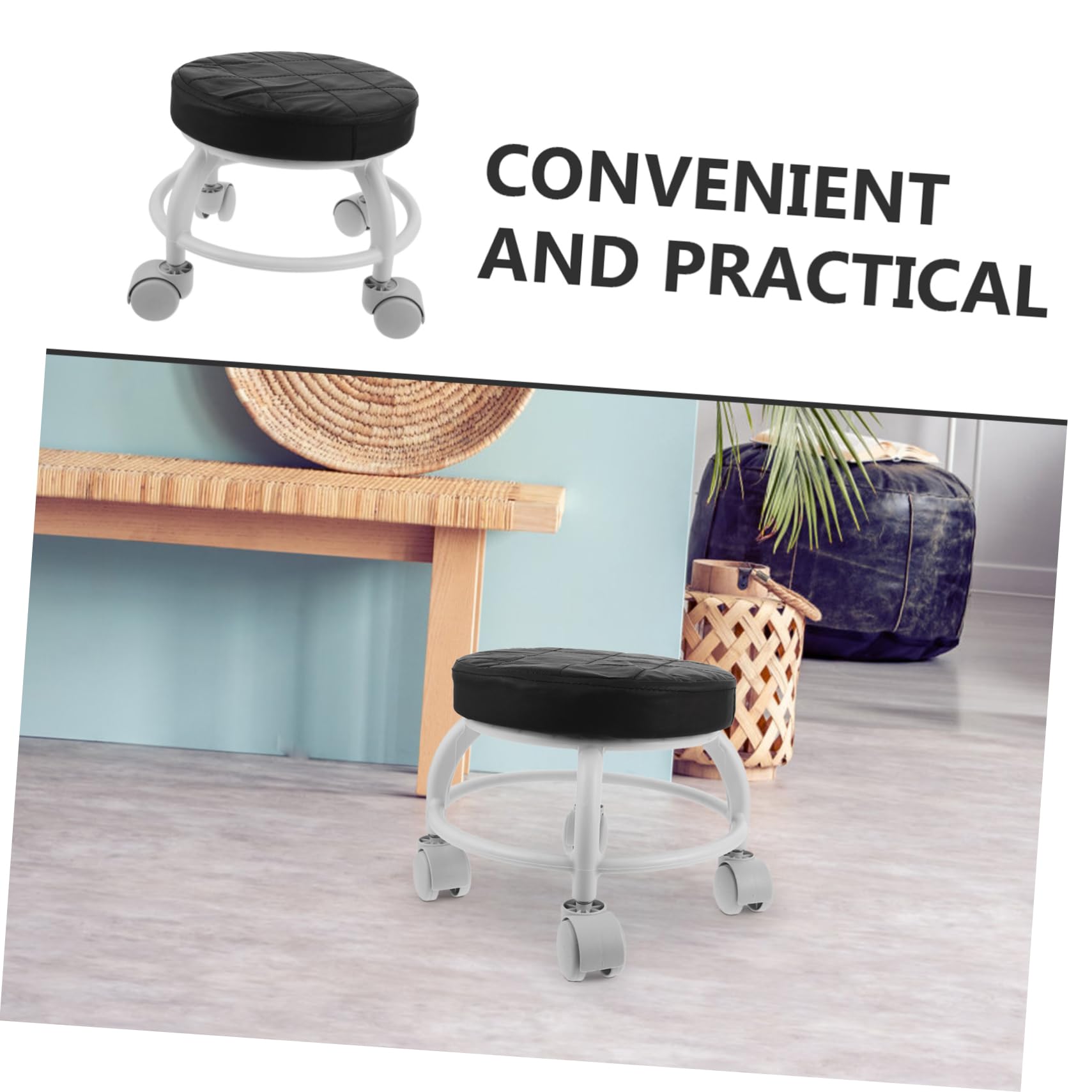 Taburete Pedicura con Ruedas de Alta Resistencia, Asiento Cómodo de PU y Plástico, Diseño Elegante y Versátil para Tratamientos de Belleza en Salones Color Aleatorio