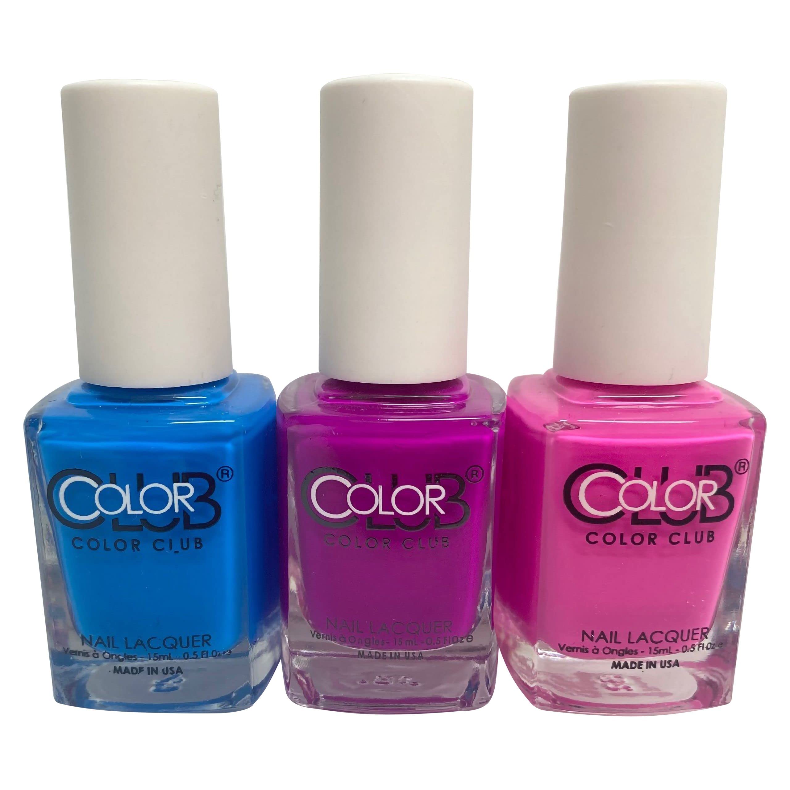 Neon Cool Nail Lacquer Set of 3 - Nail Polish for Salon Style Nail Manicure and Nail Art - Dark Neon Nail Polish Set