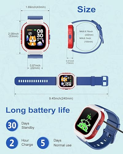 Miniatura 9 de Reloj inteligente para niños, rastreador de actividad física con podómetro, monitor de frecuencia cardíaca, monitor de sueño, relojes despertadores,