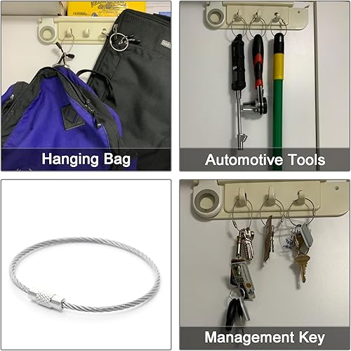 Miniatura 4 de CooBigo Lazos de acero inoxidable de 6 pulgadas para equipaje de 0.079 in, llavero de alambre para mujer, accesorios al aire libre, color plateado,