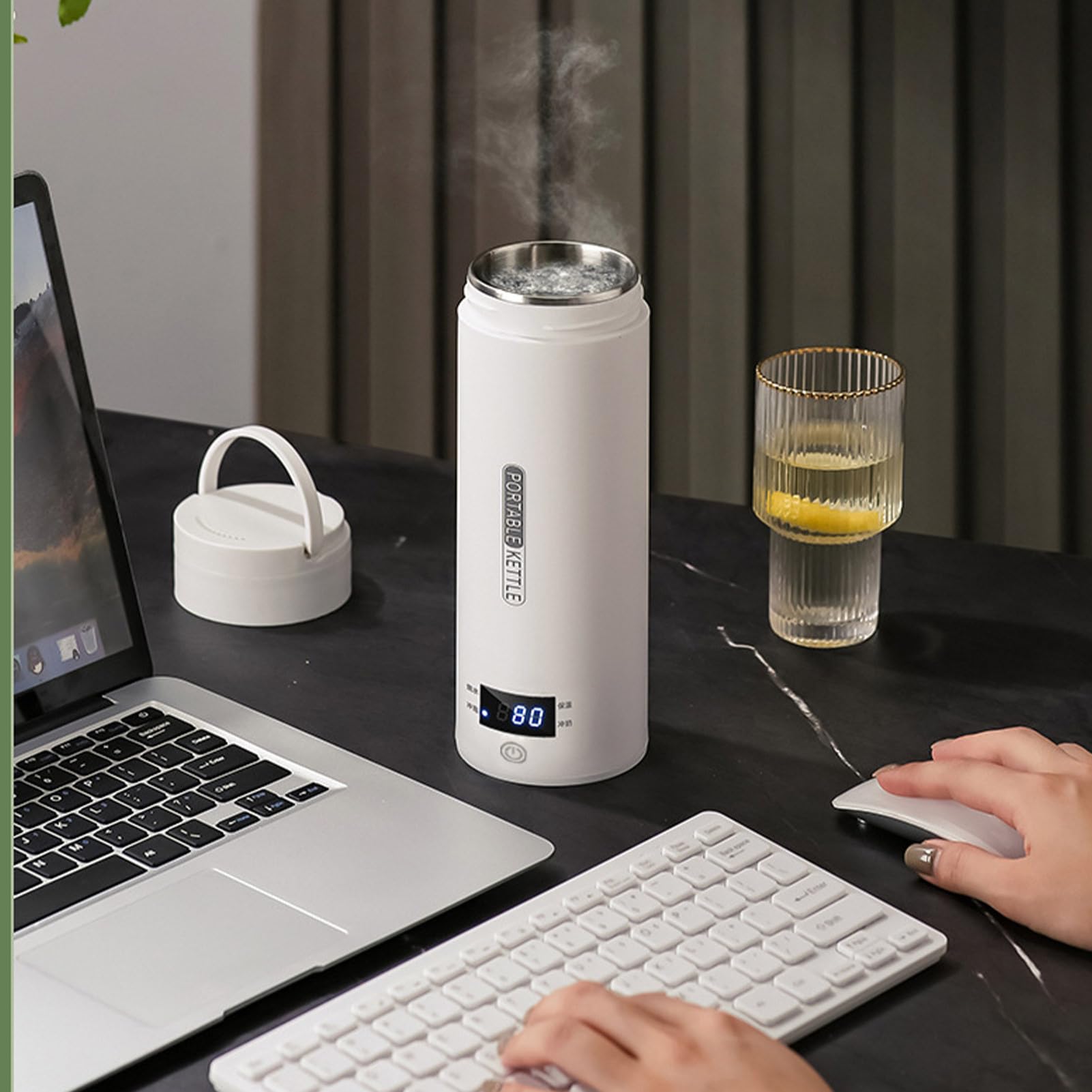 Car Water Heater, Heated Mug Kettle, 22x7.5cm, Temperature Control LCD