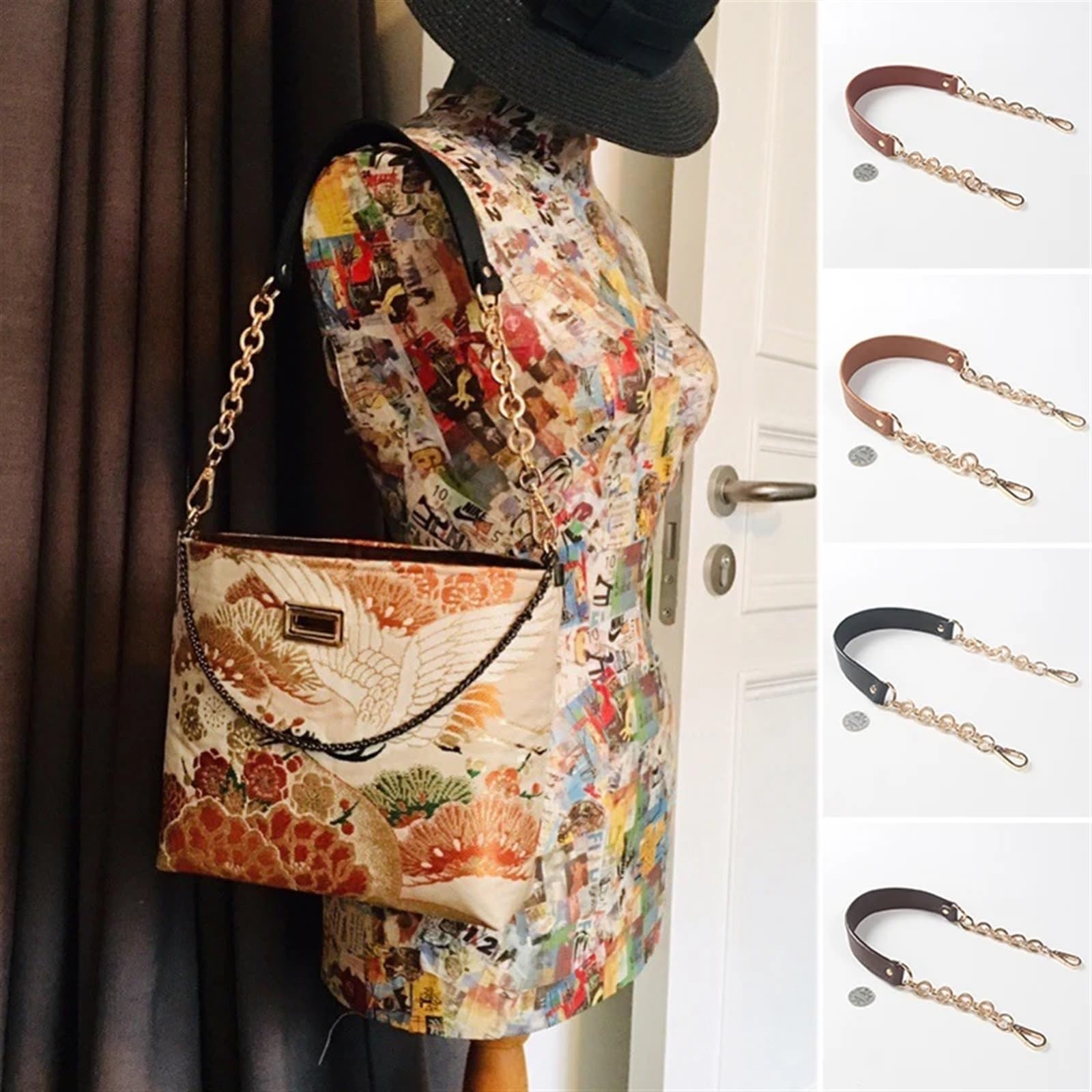 Cadenas para Bolsos Bolso Bandolera Correas de Repuesto for Bolso Cadenas de Cuero PU Correa for Bolso Cinturones Largos Bolsos con asa Hebilla Correas for Bolso(Khaki Silver)