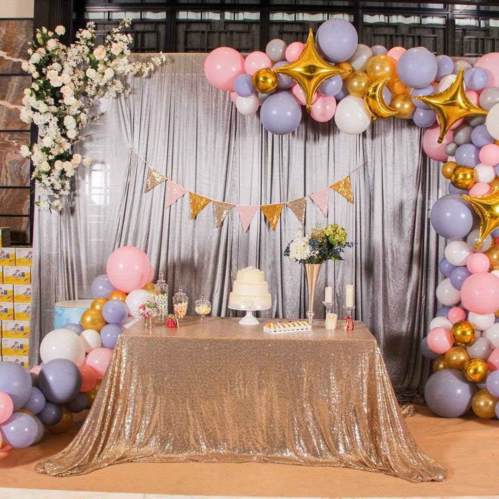 Eternal Beauty Sequin Tablecloths Rectangle Light Gold 152 x 305 cm wedding Halloween Chrismas Party Banquet New Year’s Day - Image 2