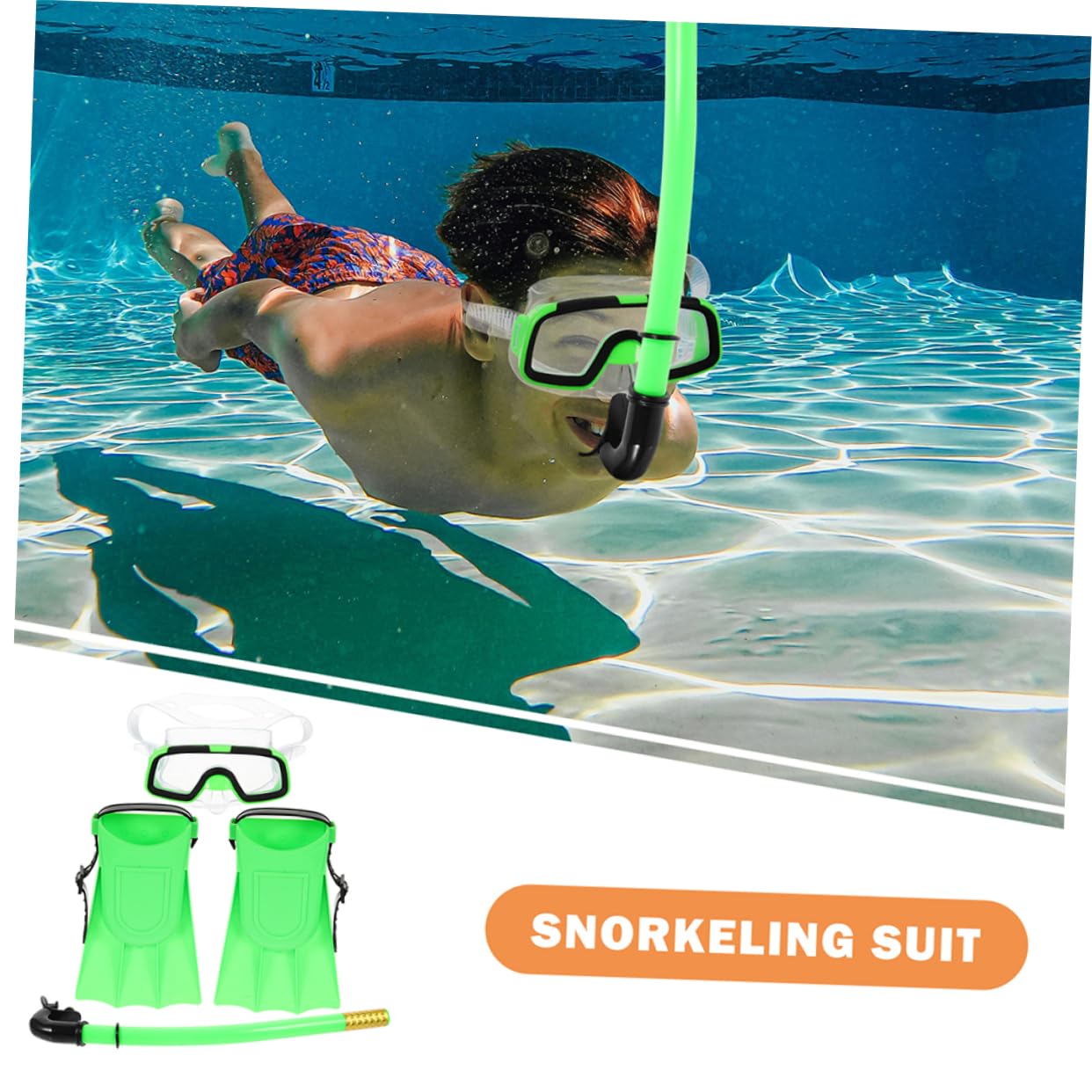Abaodam 1 Set Child Snorkeling Gear Set Snorkeling Goggles Short Fins for Kids Diving Glasses Straw Semi-Dry Safety Goggles
