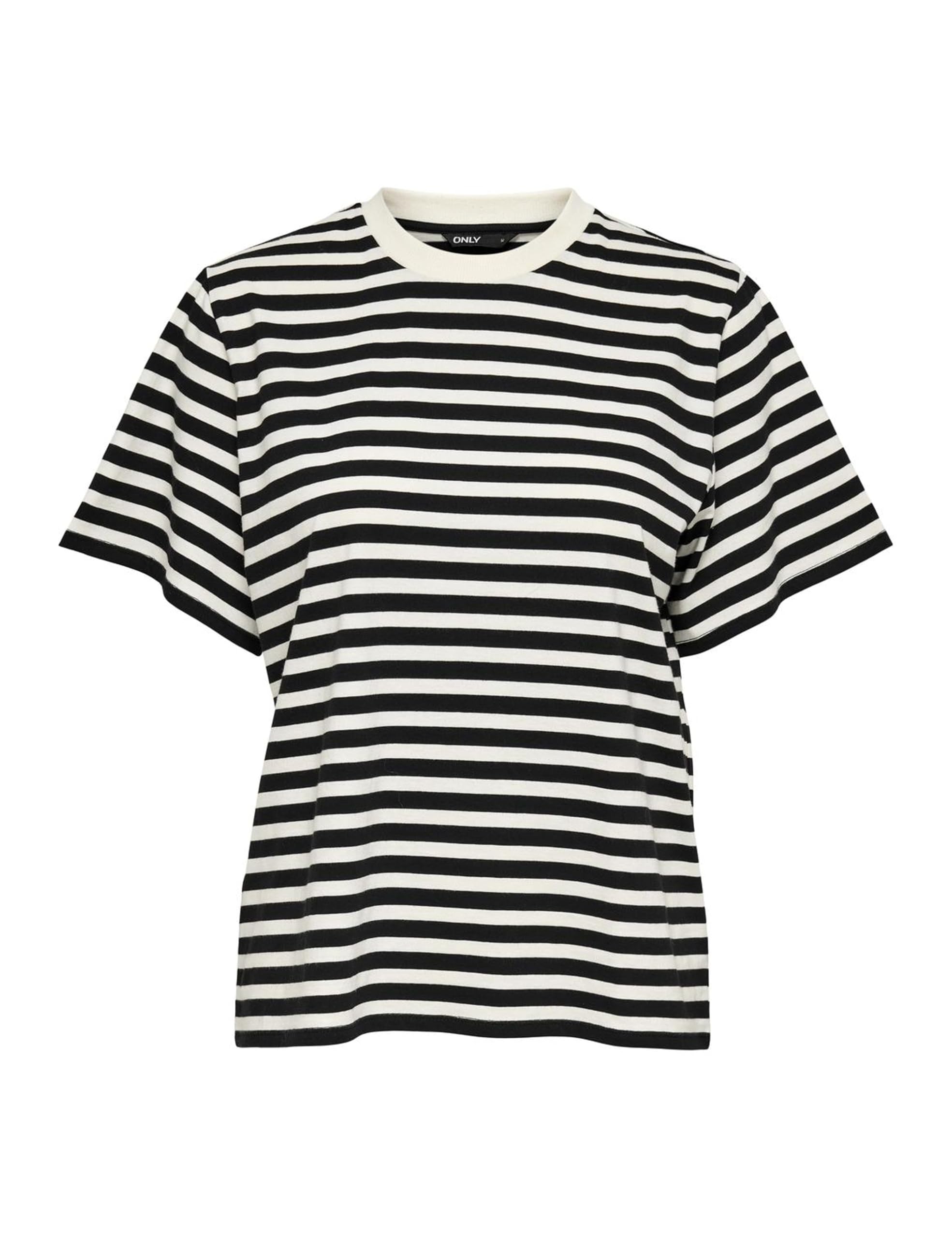 ONLY Damen Onllivina S/S Stripe Tee JRS, Cloud Dancer/Stripes:Black Stripes, M