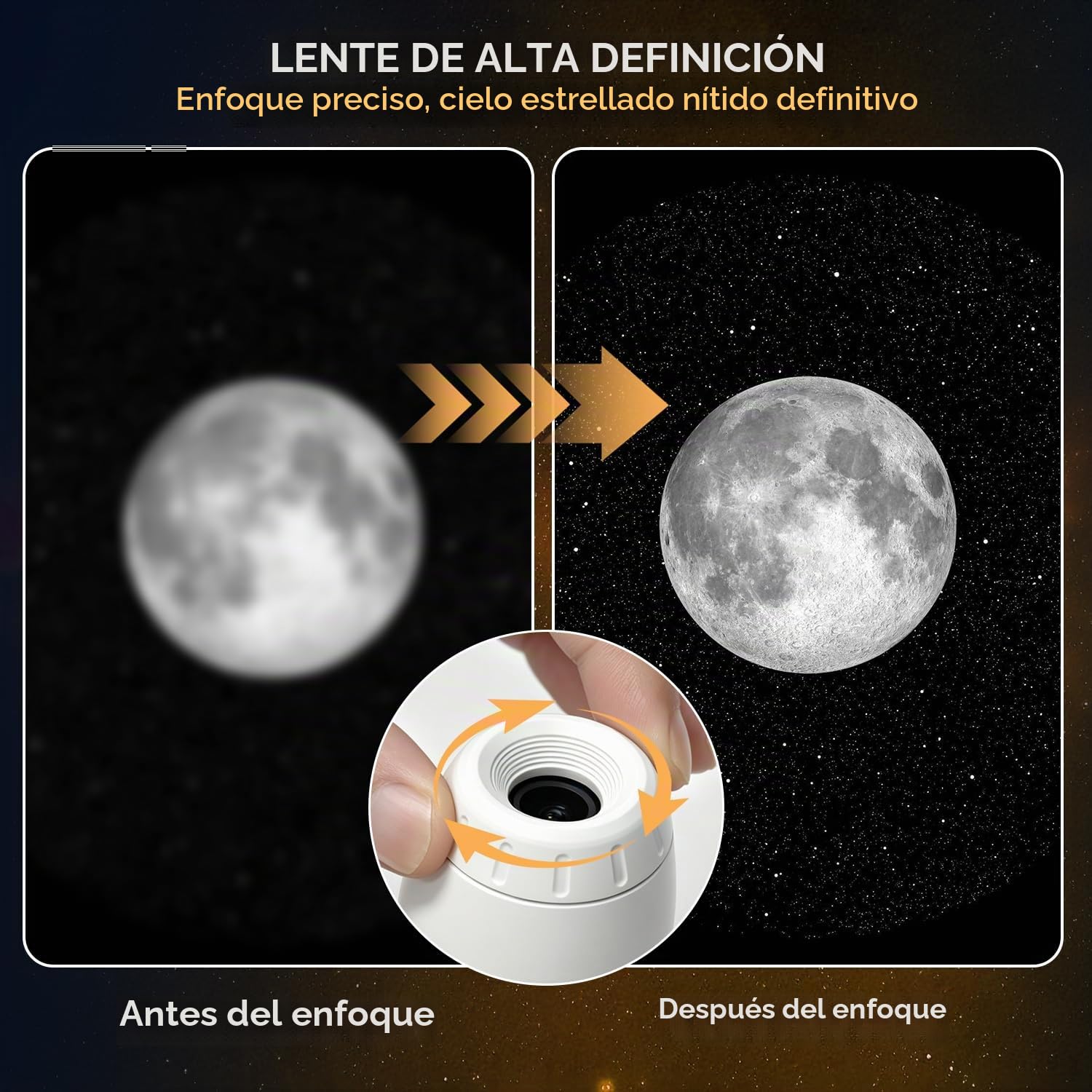 Proyector de galaxia y estrellas 2 en 1, luz nocturna LED espacial ajustable a 360°, proyector de techo USB con 3 películas de proyección deslizantes, luz nocturna planeta estelar