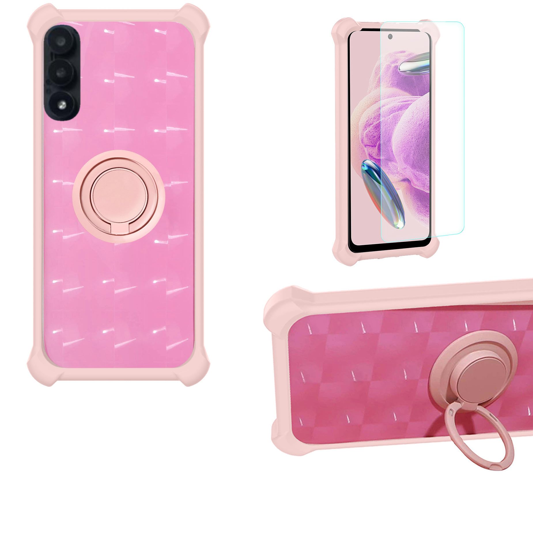 Aroepurt Case Compatible for Vortex CB68 Phone Case Cover [with Tempered Glass Screen Protector] PC + Silicone [360 Metal Ring, Magnetic Car Mount]