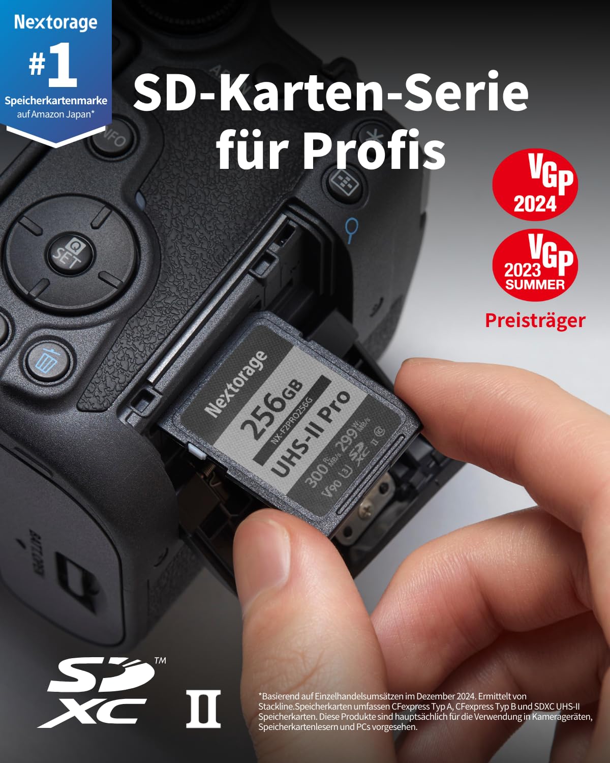Nextorage SD Karte 256GB UHS-II SDXC, japanische speicherkarte datenspeicher SD Card, Kamera Zubehör für Nikon/Canon/Sony/Fujifilm/Nintendo Switch, F2PRO NX-F2PRO256G