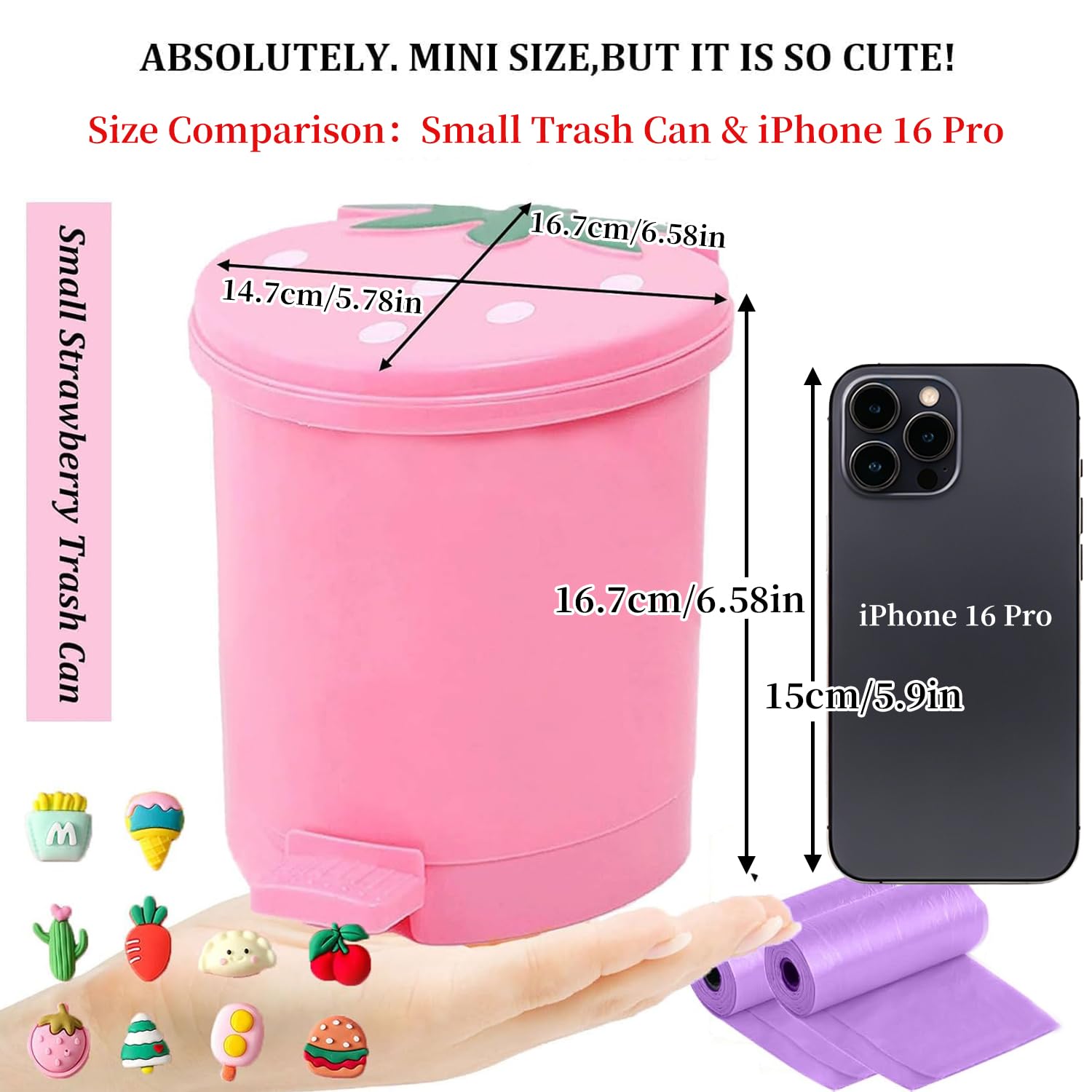 Amazon.co.jp: かわいいストロベリーデスクゴミ箱 小さなプラスチック