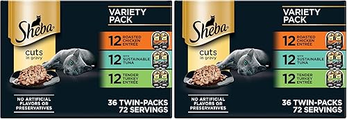 Vista 12 de Sheba Perfect Portions - Cortes de comida húmeda para gatos en salsa, plato de pollo asado, plato de pavo tierno, con salmón sostenible y con atún