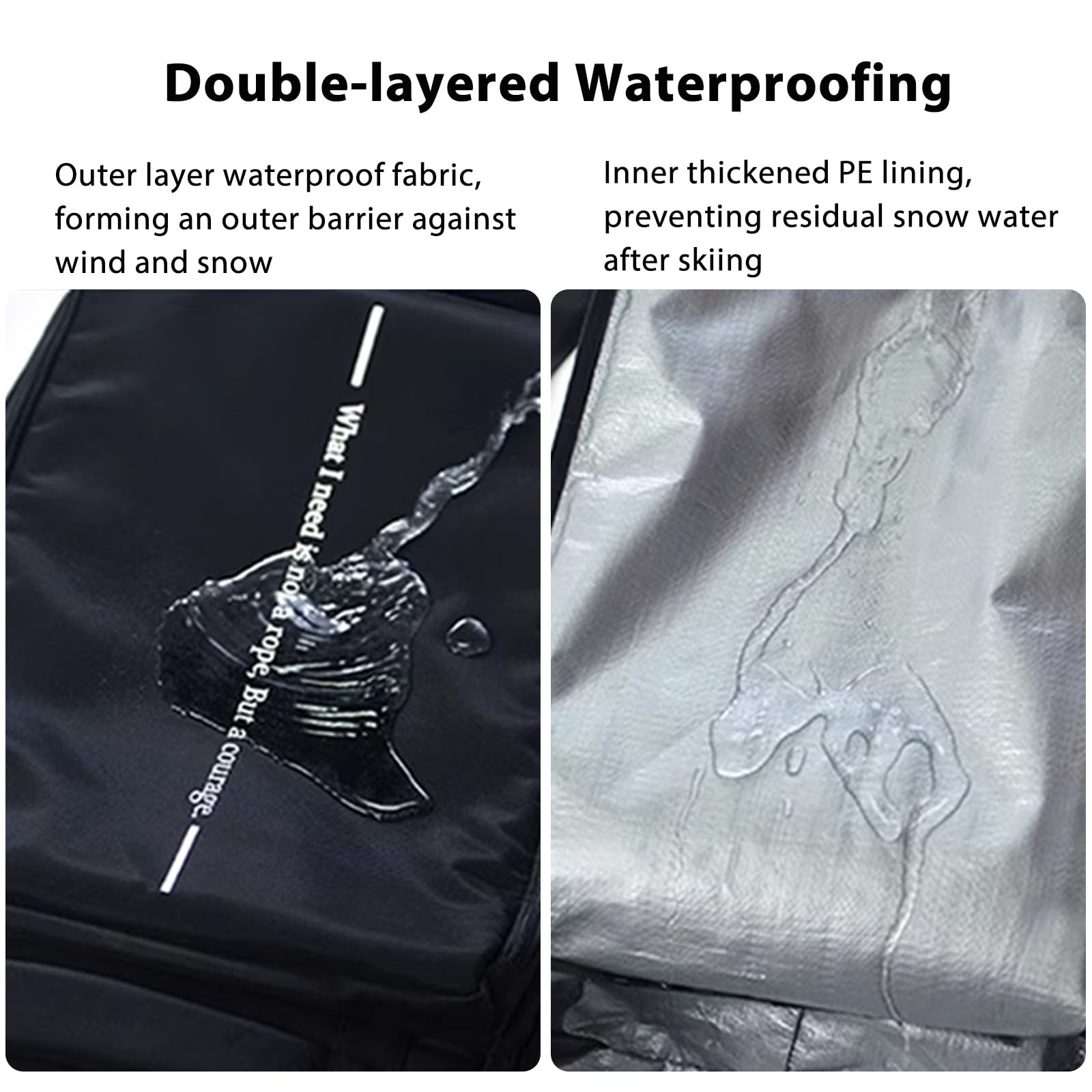 Sac À Skis À roulettes pour Les Voyages en Avion, Sac De Snowboard Rembourré Et Imperméable, Convient pour Skis Et Chaussures, Peut Contenir 2 Paires De Skis