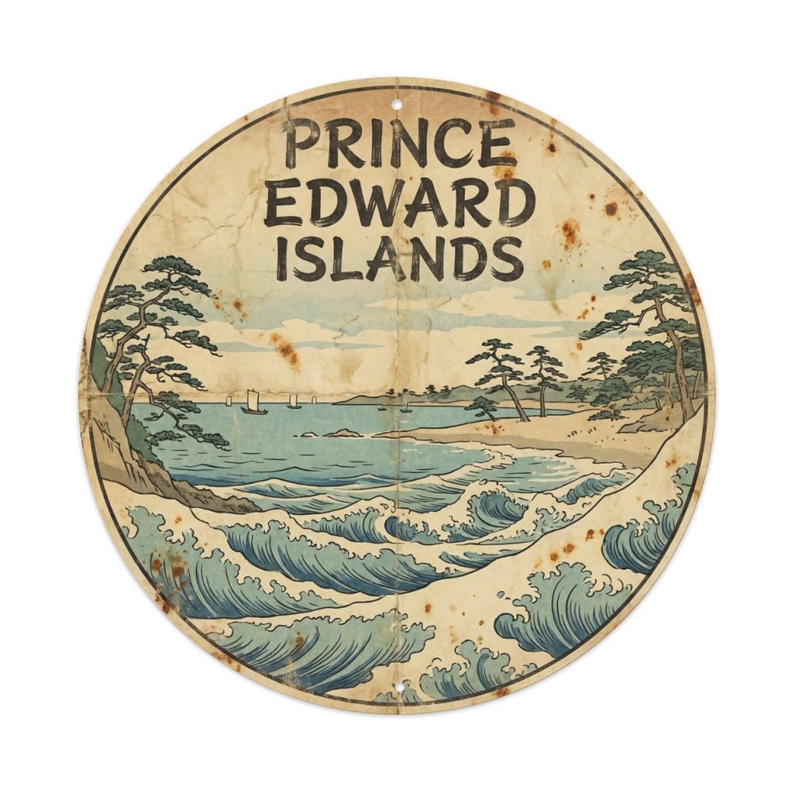 Prince Edward Islands Marion Island Seabird Woodblock Metal Tin Sign